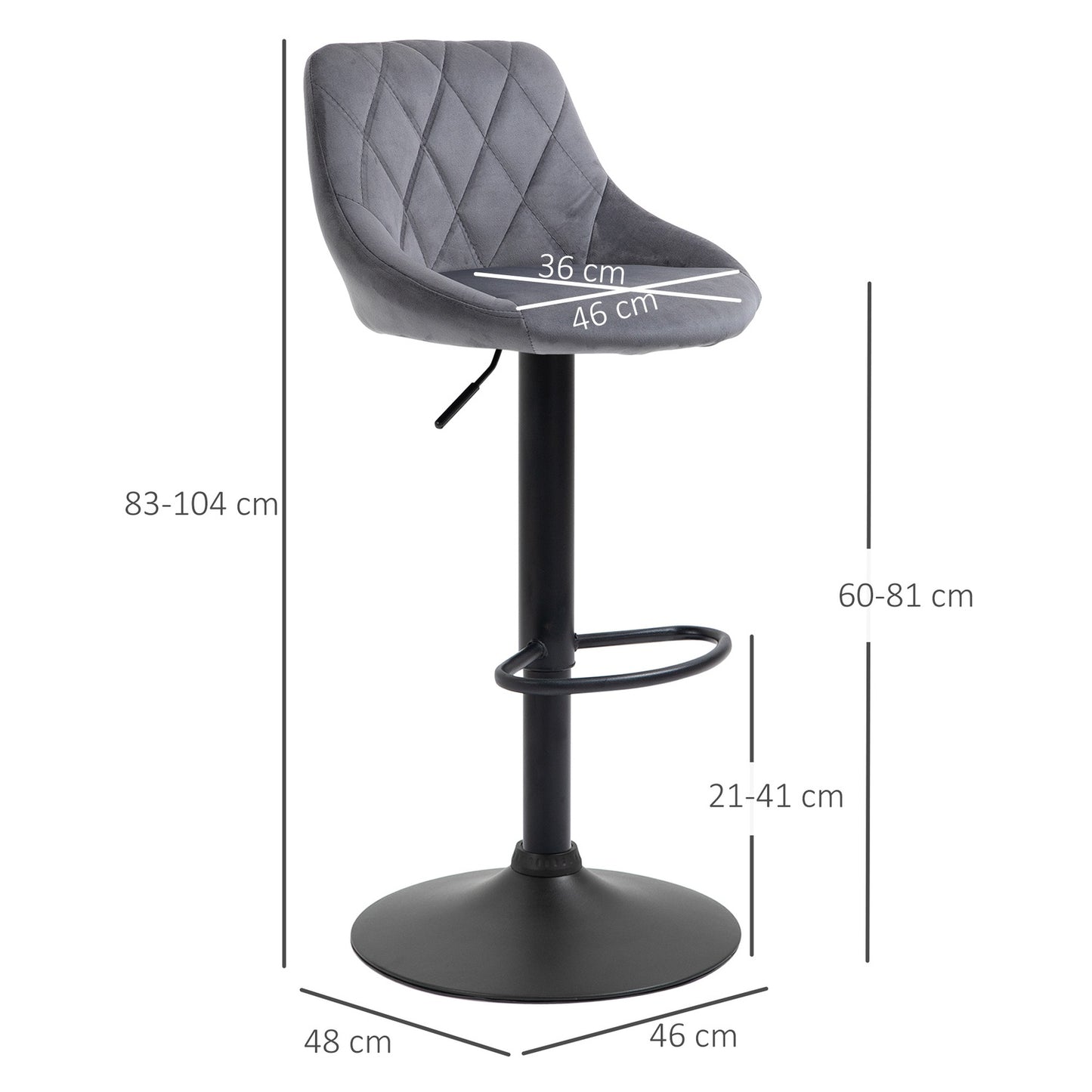 Adjustable Velvet Bar Stools Set of 2 with Footrest