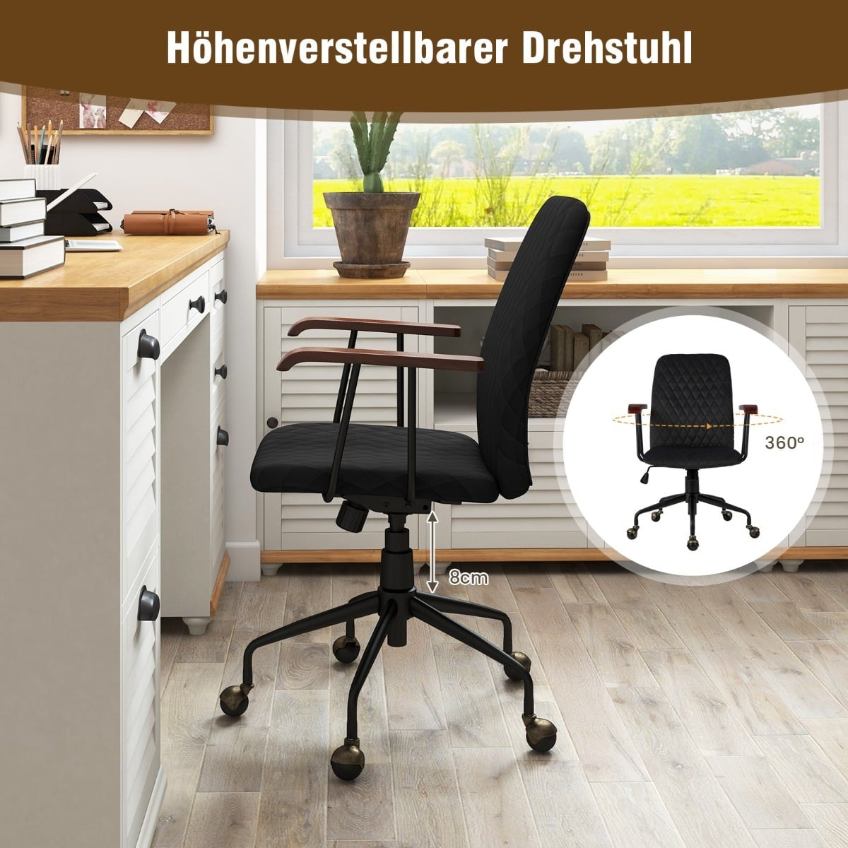 Adjustable Velvet Office Chair, Ergonomic, 150kg Capacity