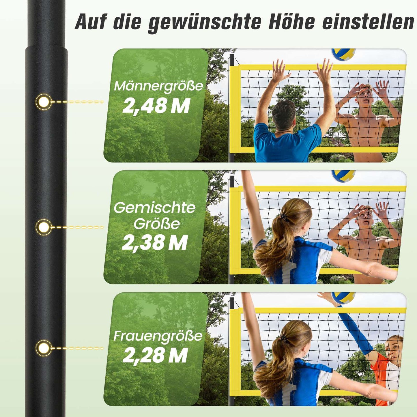 Adjustable Volleyball Net Set with Stand, 9.75m x 90cm