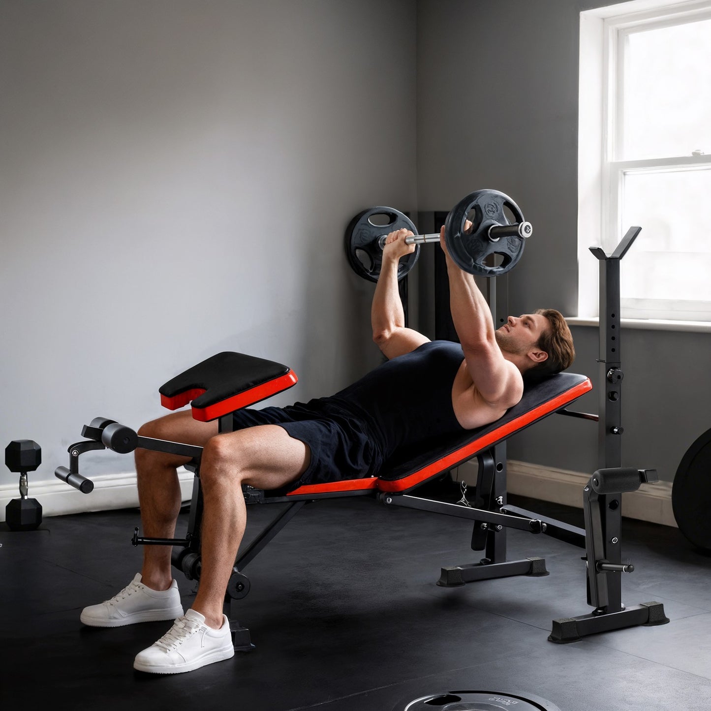 Adjustable Weight Bench, Multi-Position Fitness Station, Steel