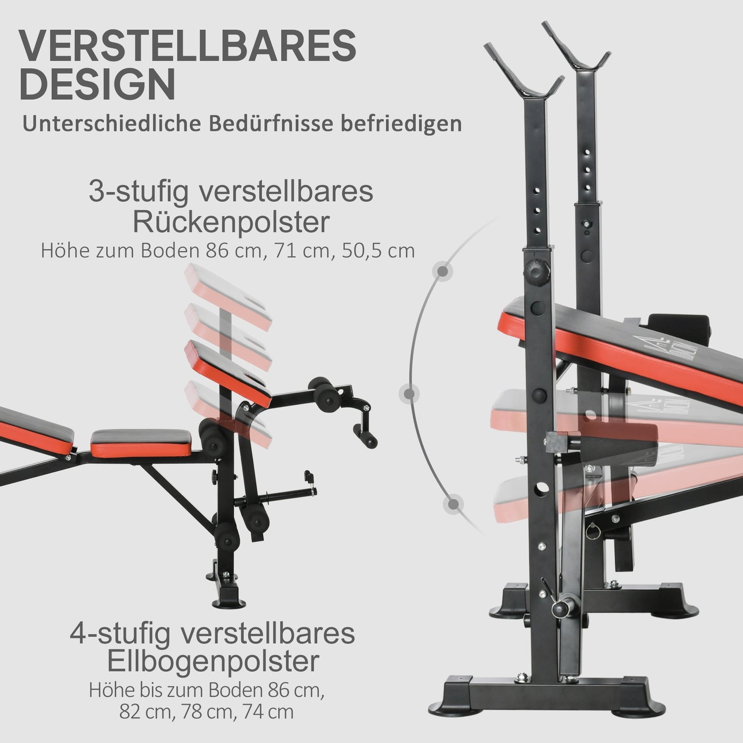 Adjustable Weight Bench, Multi-Position Fitness Station, Steel