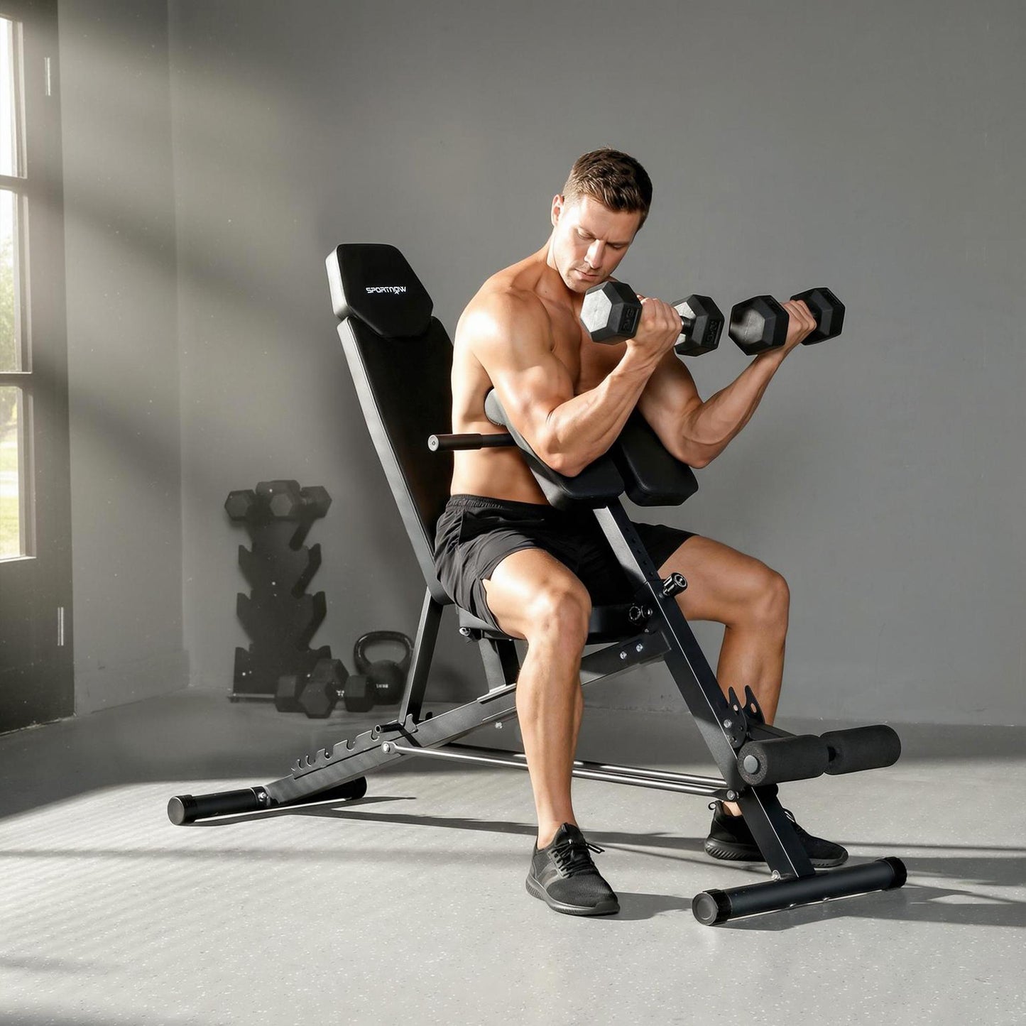 Adjustable Weight Bench with 6-Position Backrest, Black