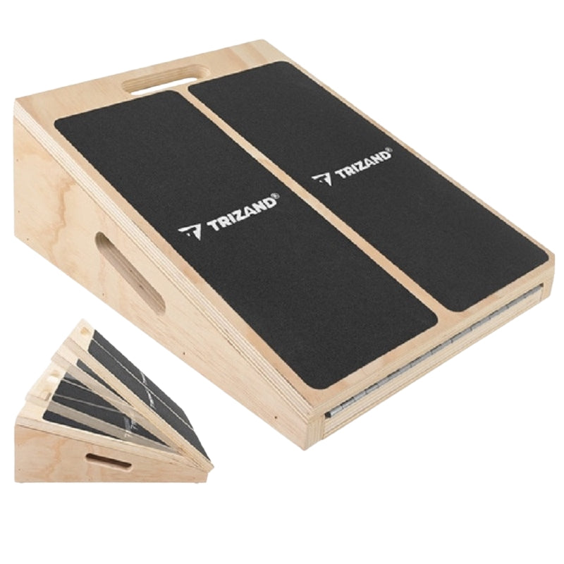 Adjustable Wooden Calf Stretching Slant Board, Non-Slip