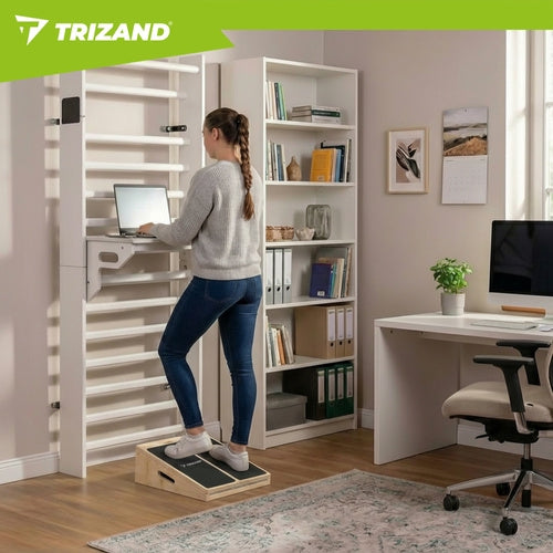 Adjustable Wooden Calf Stretching Slant Board, Non-Slip
