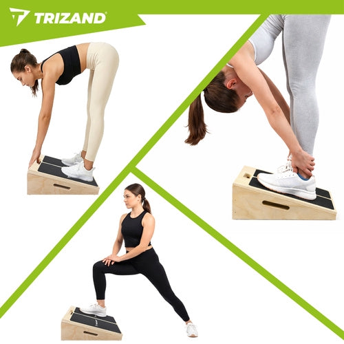 Adjustable Wooden Calf Stretching Slant Board, Non-Slip