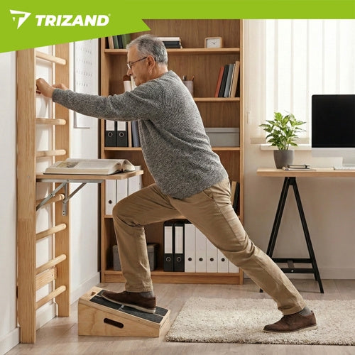 Adjustable Wooden Calf Stretching Slant Board, Non-Slip