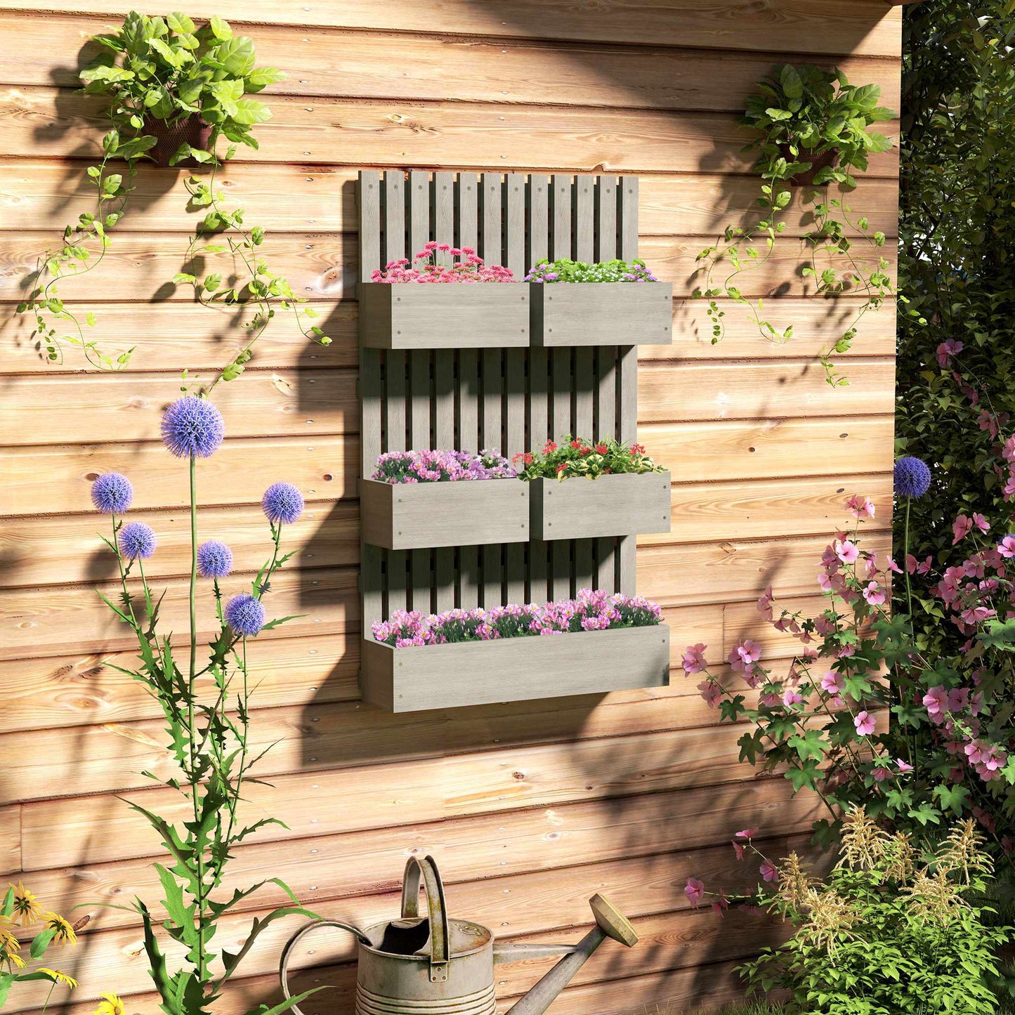 Adjustable Wooden Raised Garden Bed with Trellis, 60x16x100 cm