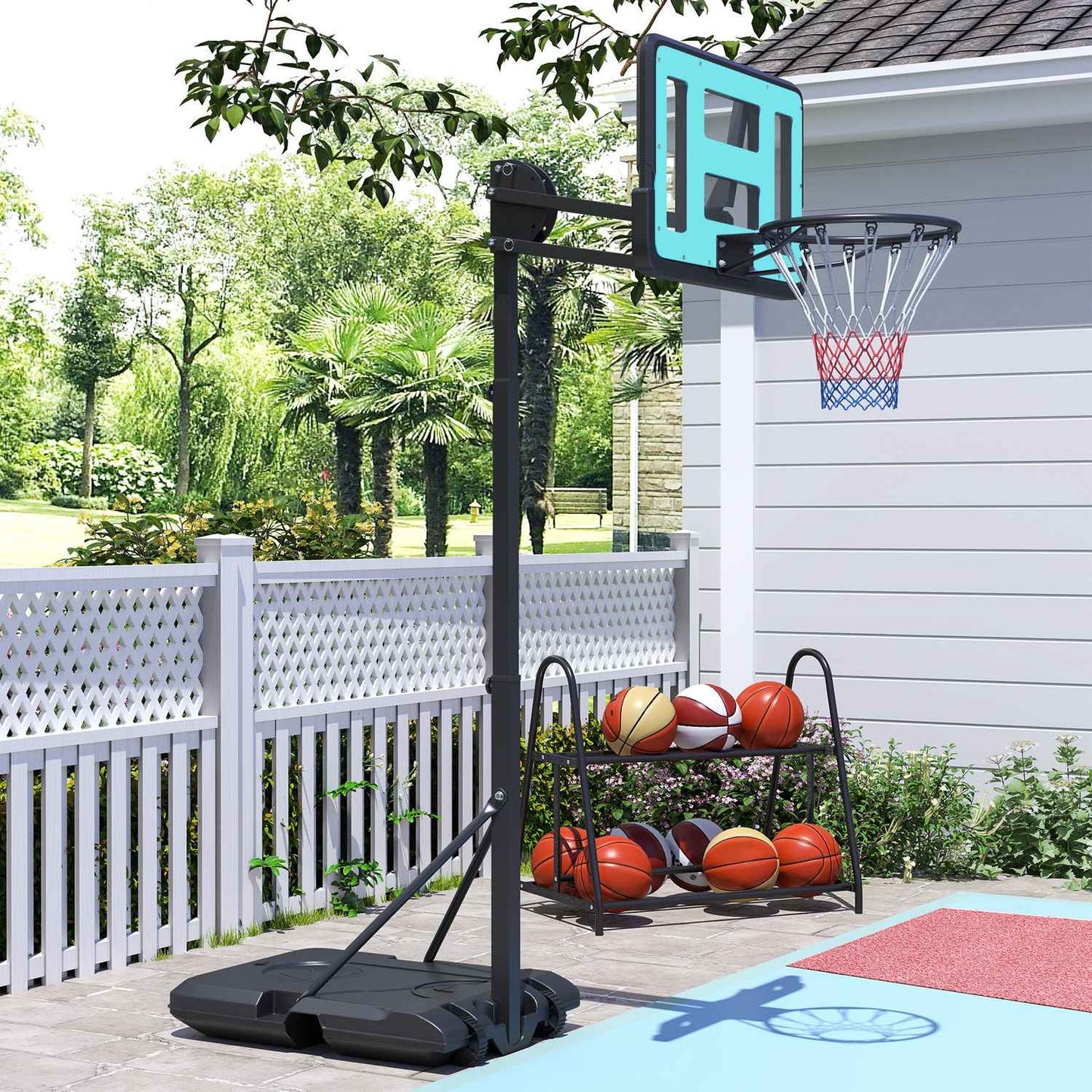 Adjustable basketball hoop with stand, 146-236 cm, portable