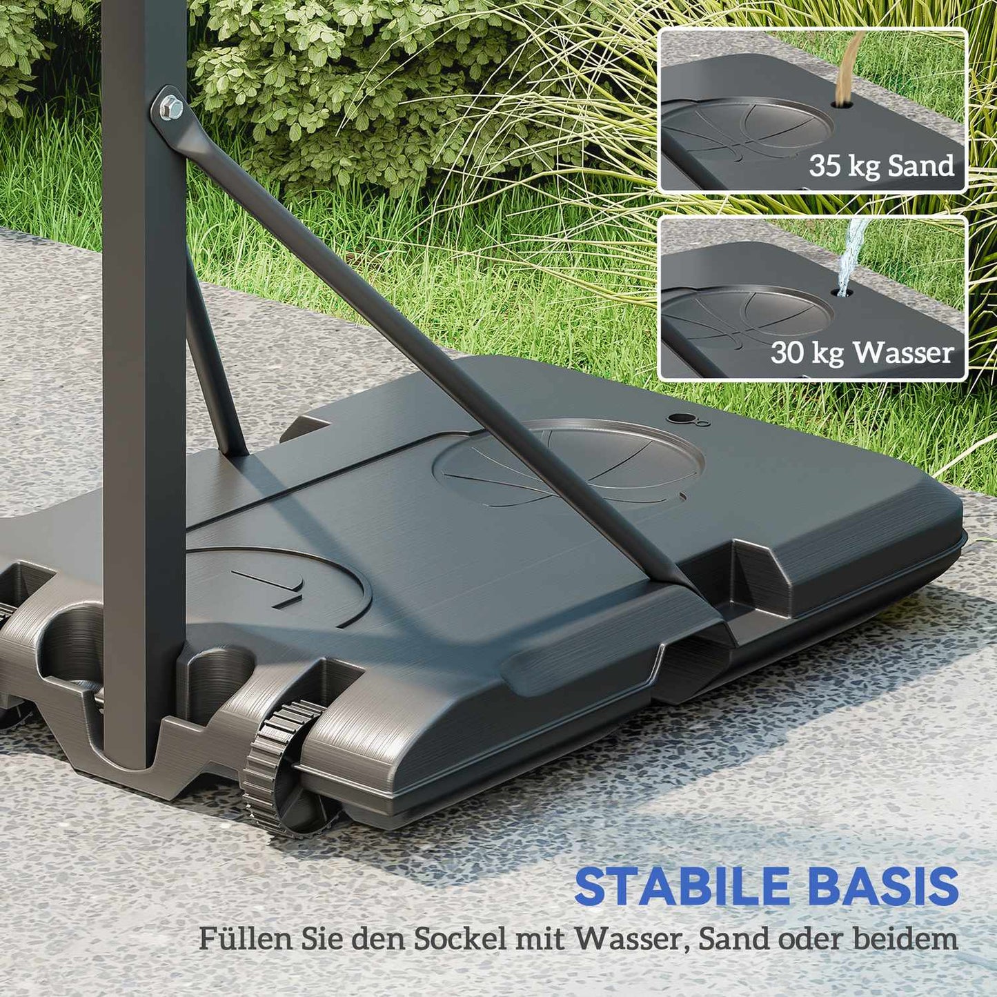 Adjustable basketball hoop with stand, 146-236 cm, portable