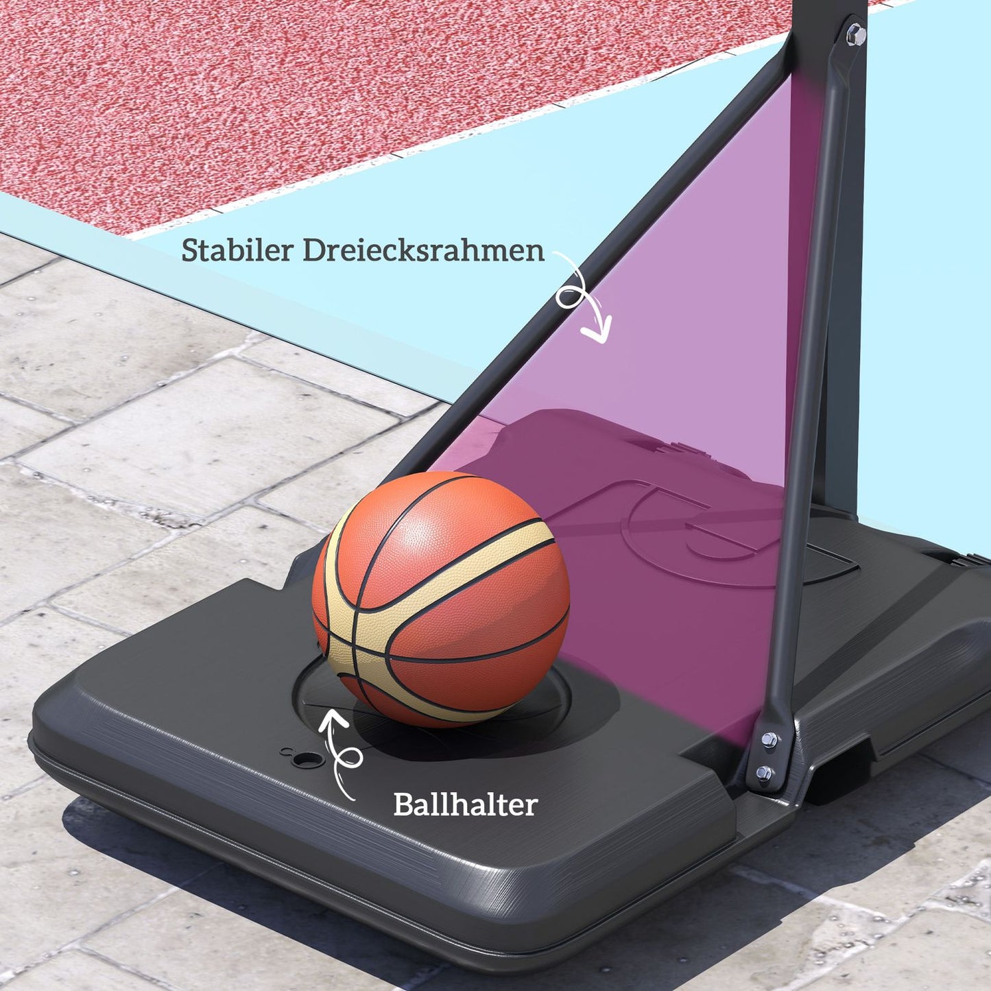 Adjustable basketball hoop with stand, 146-236 cm, portable