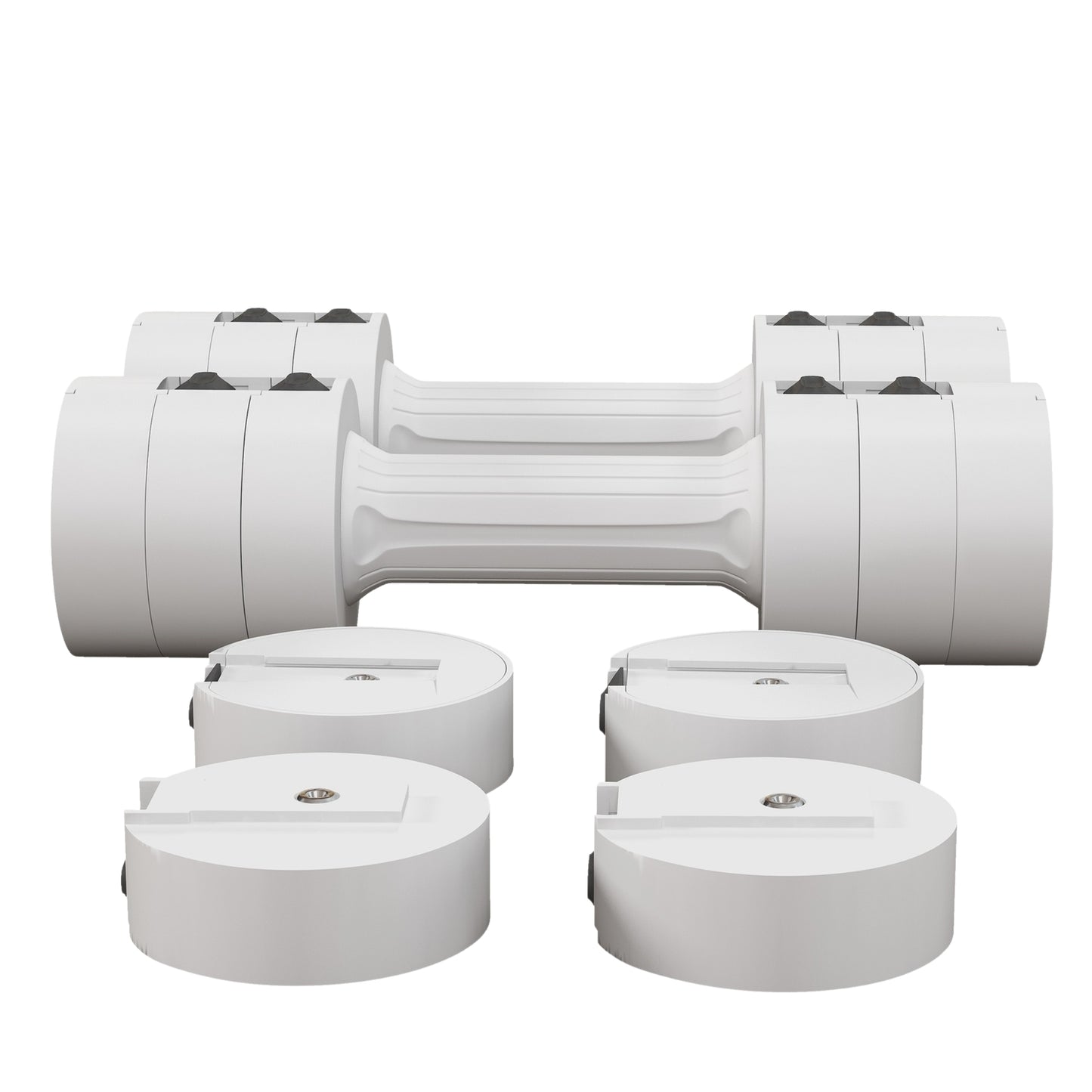 Adjustable dumbbells 2 x 2.5 kg, floor friendly, white