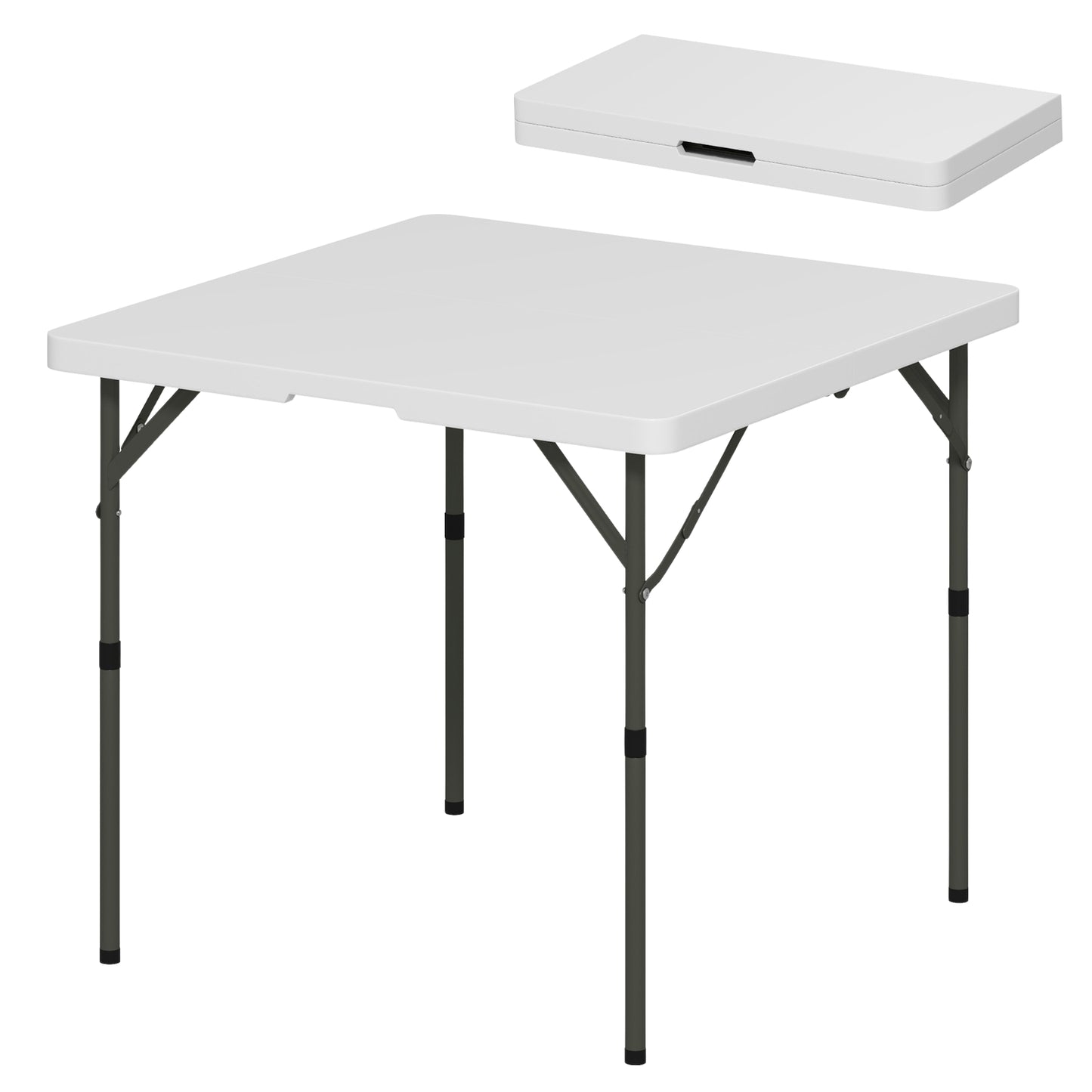 Adjustable folding picnic table, plastic & metal, white