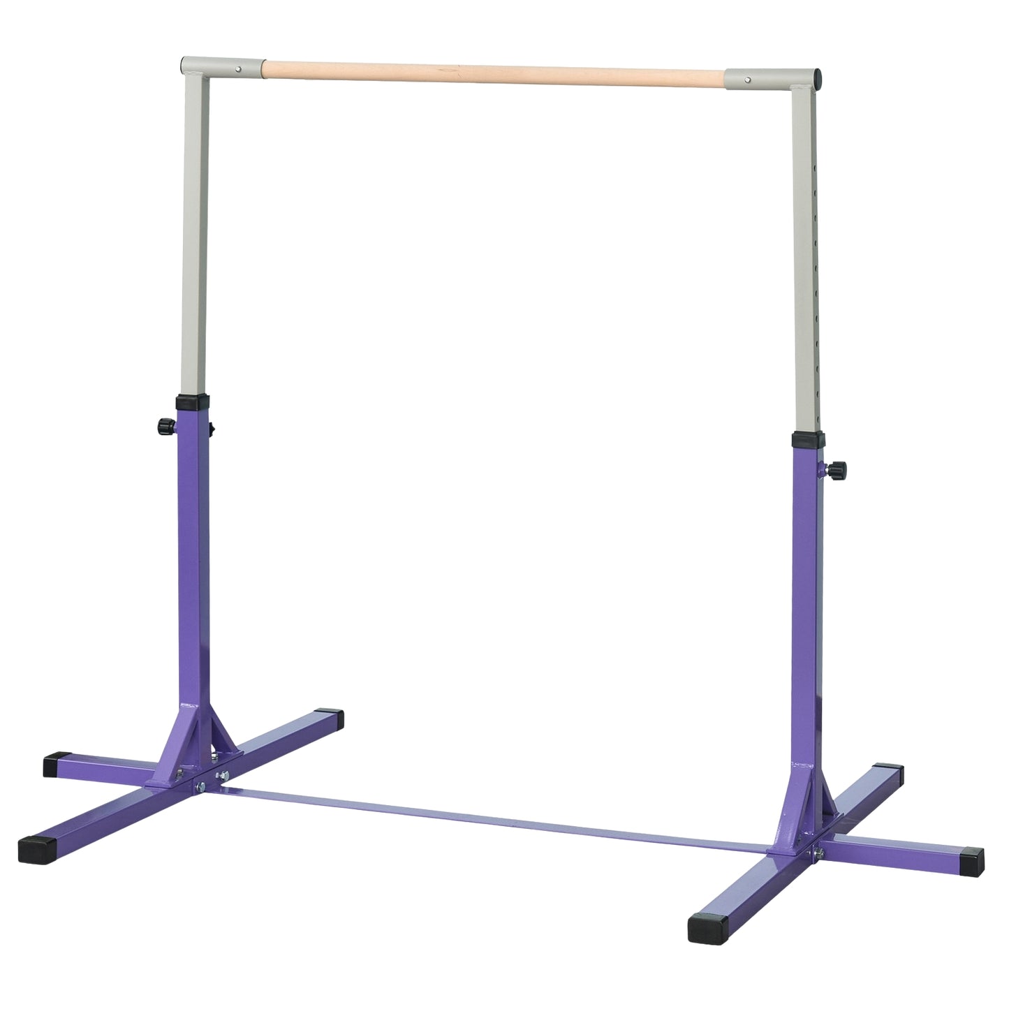 Adjustable gymnastic bar, 13 levels, steel & wood, 75 kg Capacity