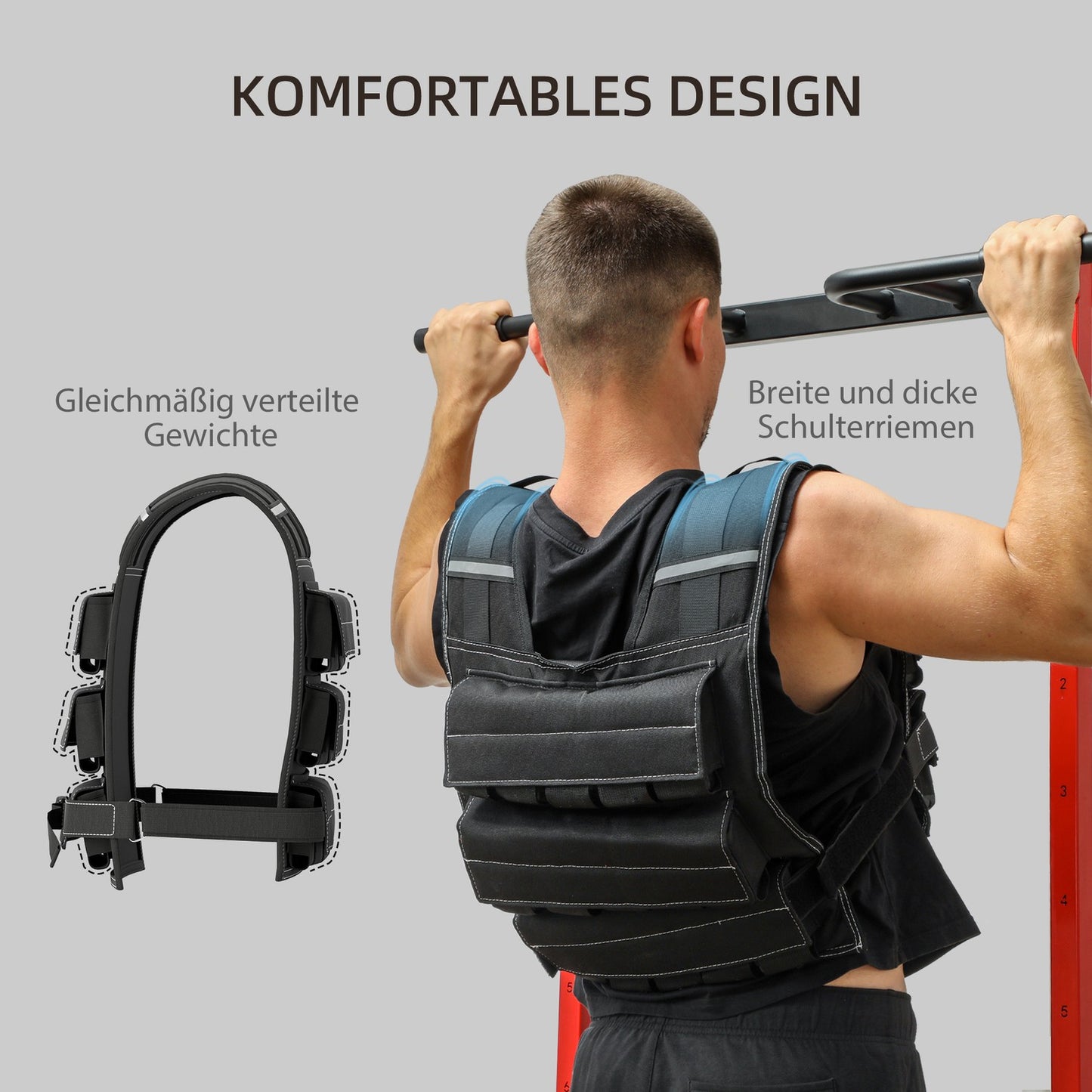 Adjustable 20 kg weight vest with reflective strips for fitness