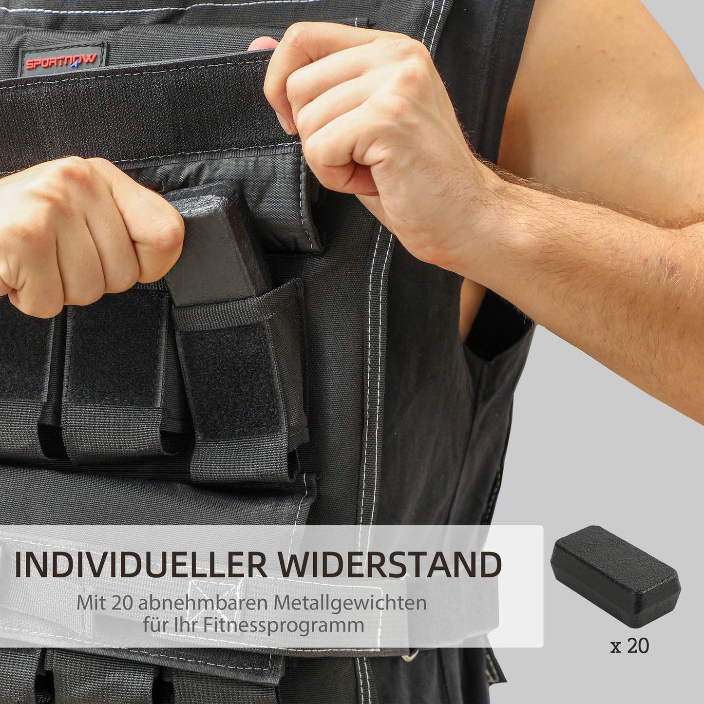 Adjustable 20 kg weight vest with reflective strips for fitness