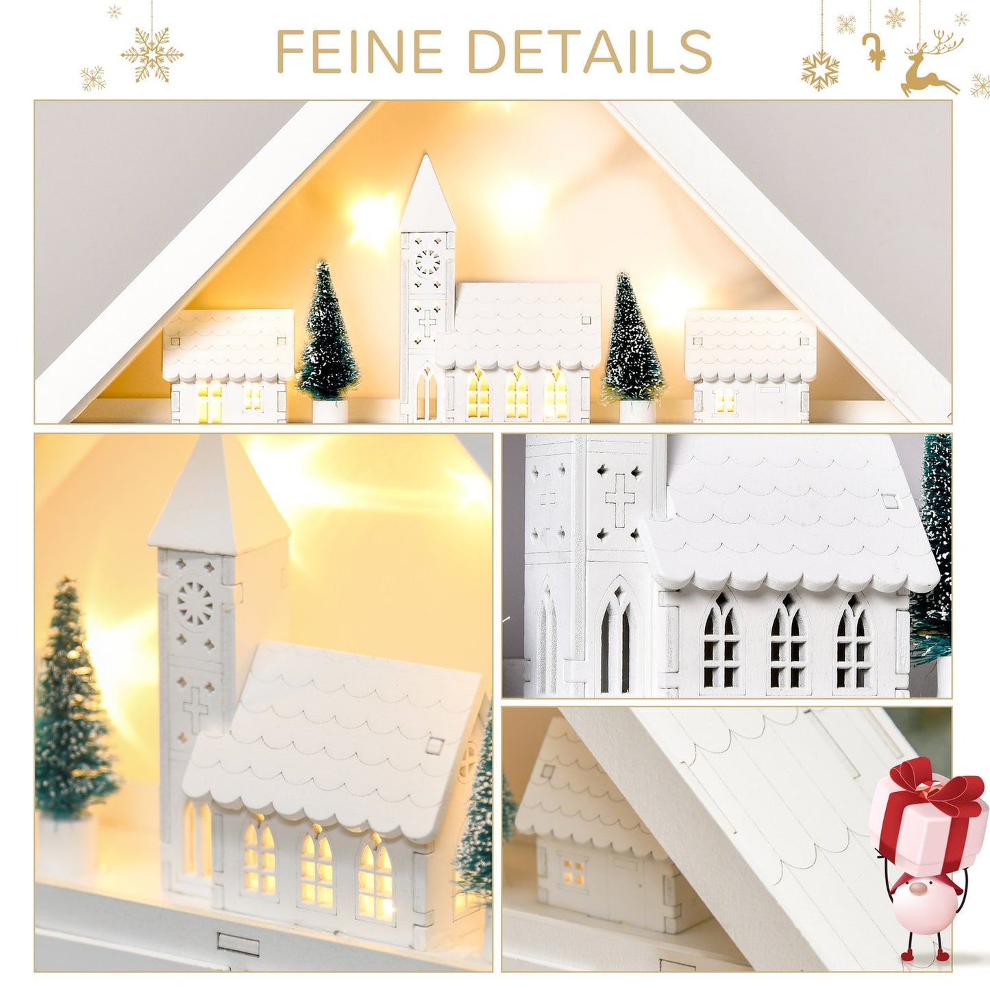 Advent calendar With LED, 24 refillable compartments, White