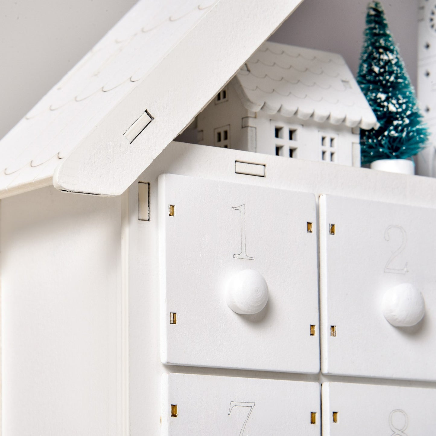 Advent calendar With LED, 24 refillable compartments, White
