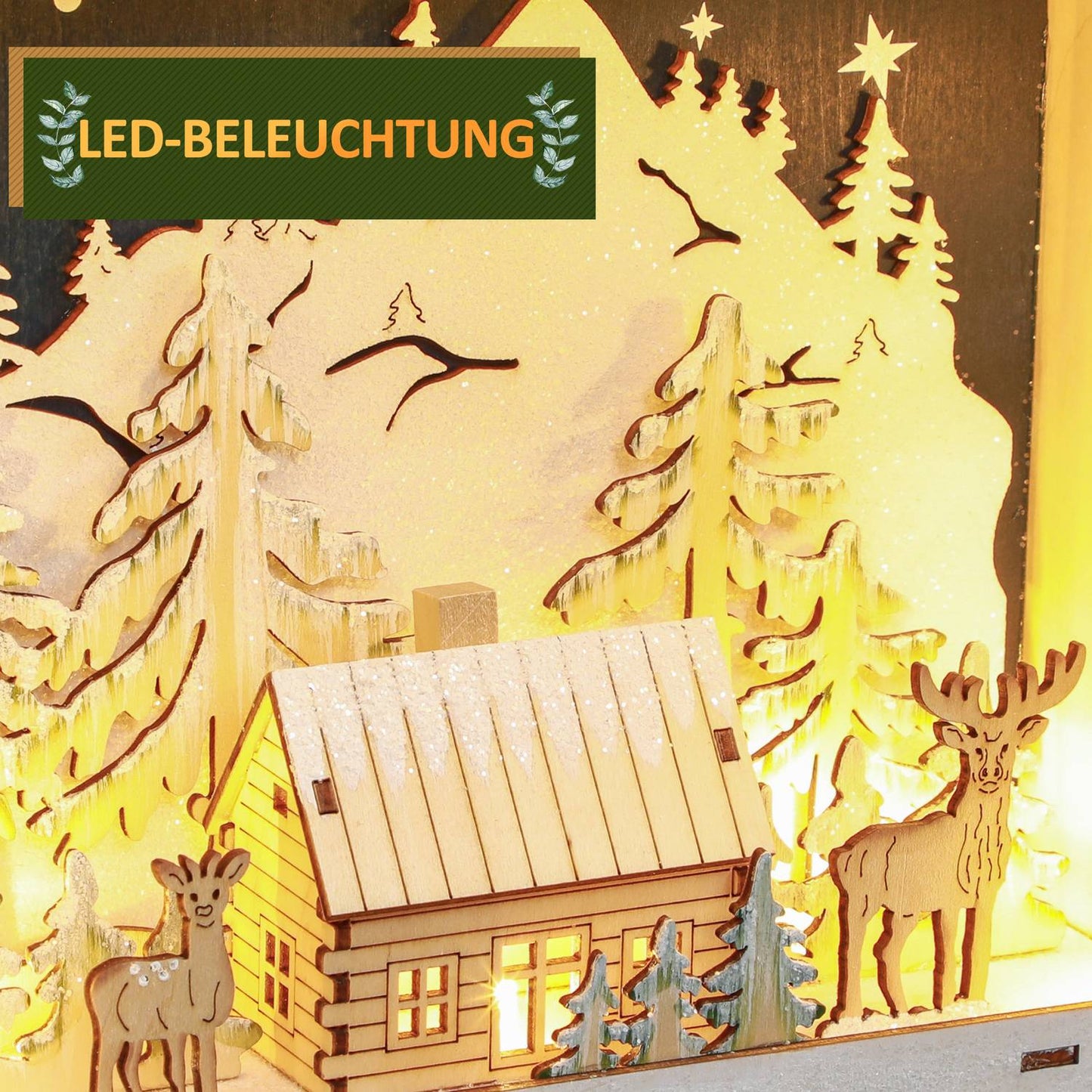 Christmas advent calendar with LED lights, 24 DIY compartments
