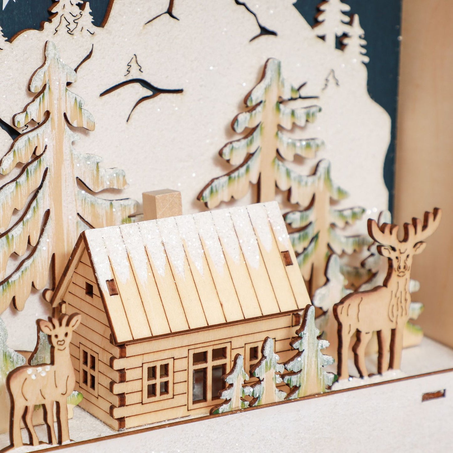 Christmas advent calendar with LED lights, 24 DIY compartments