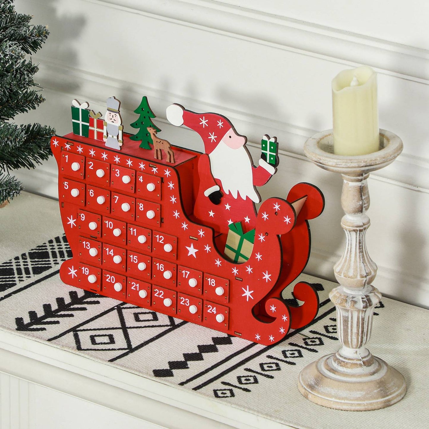 Advent Calendar DIY Kit - 24 boxes, MDF, Red