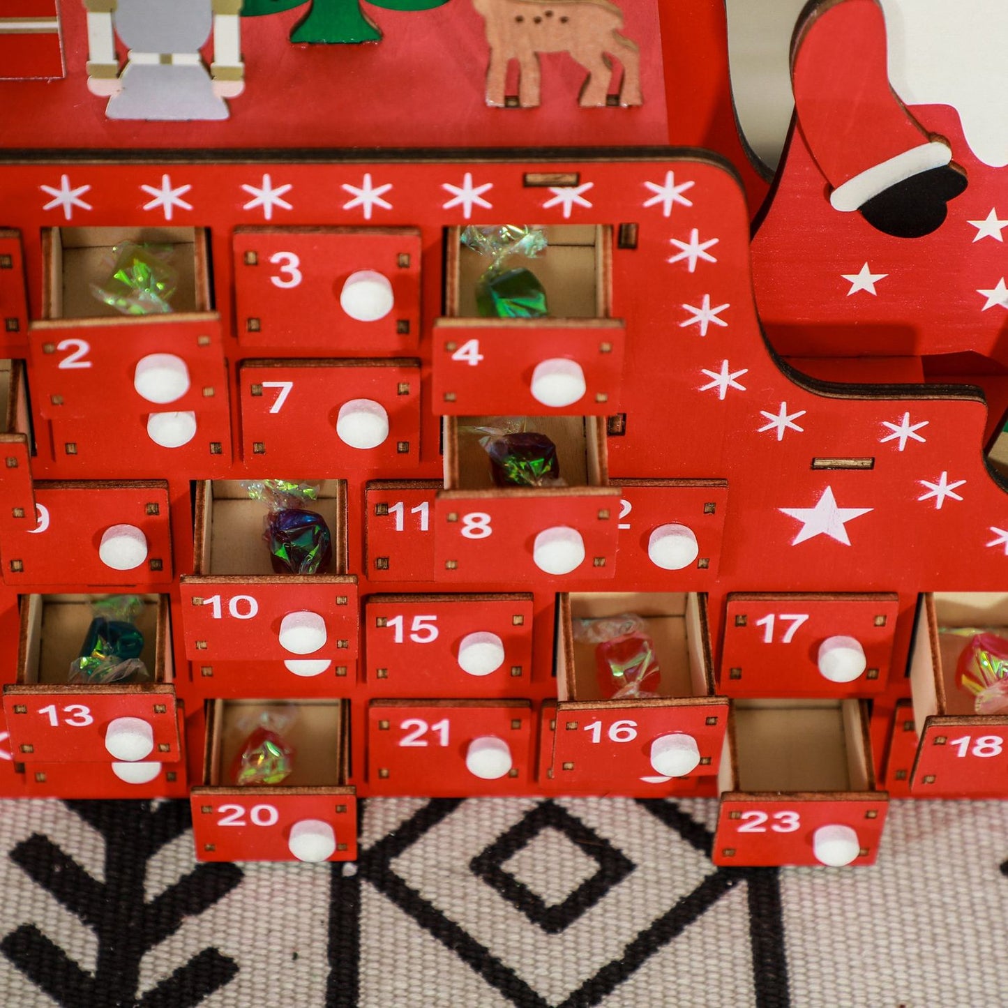 Advent Calendar DIY Kit - 24 boxes, MDF, Red