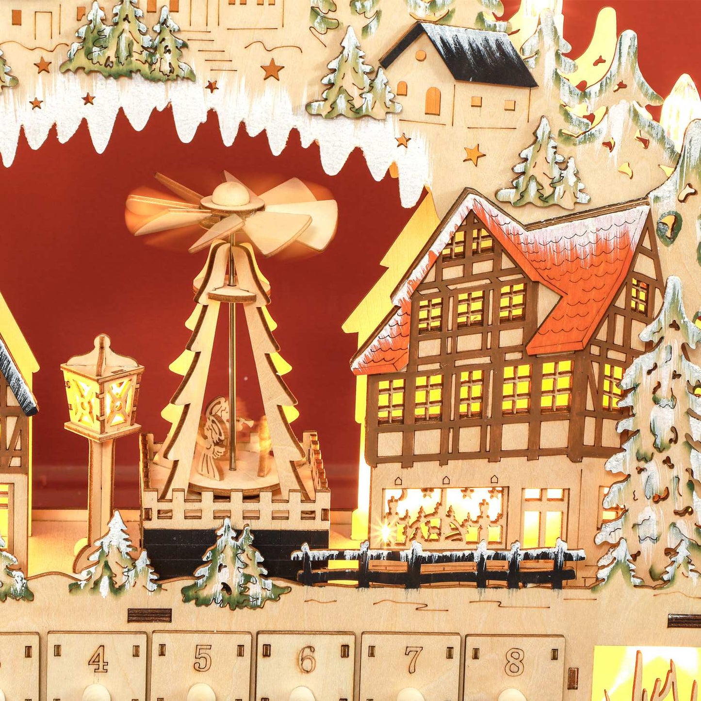 Advent calendar with LED light, Wood DIY 45x9x42.5 cm