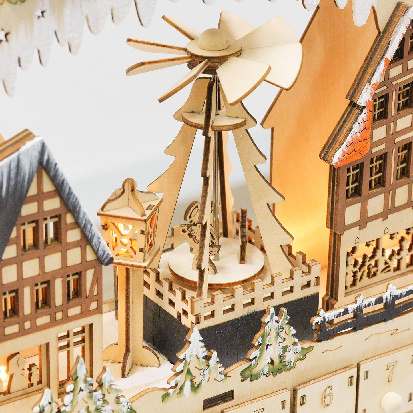 Advent calendar with LED light, Wood DIY 45x9x42.5 cm