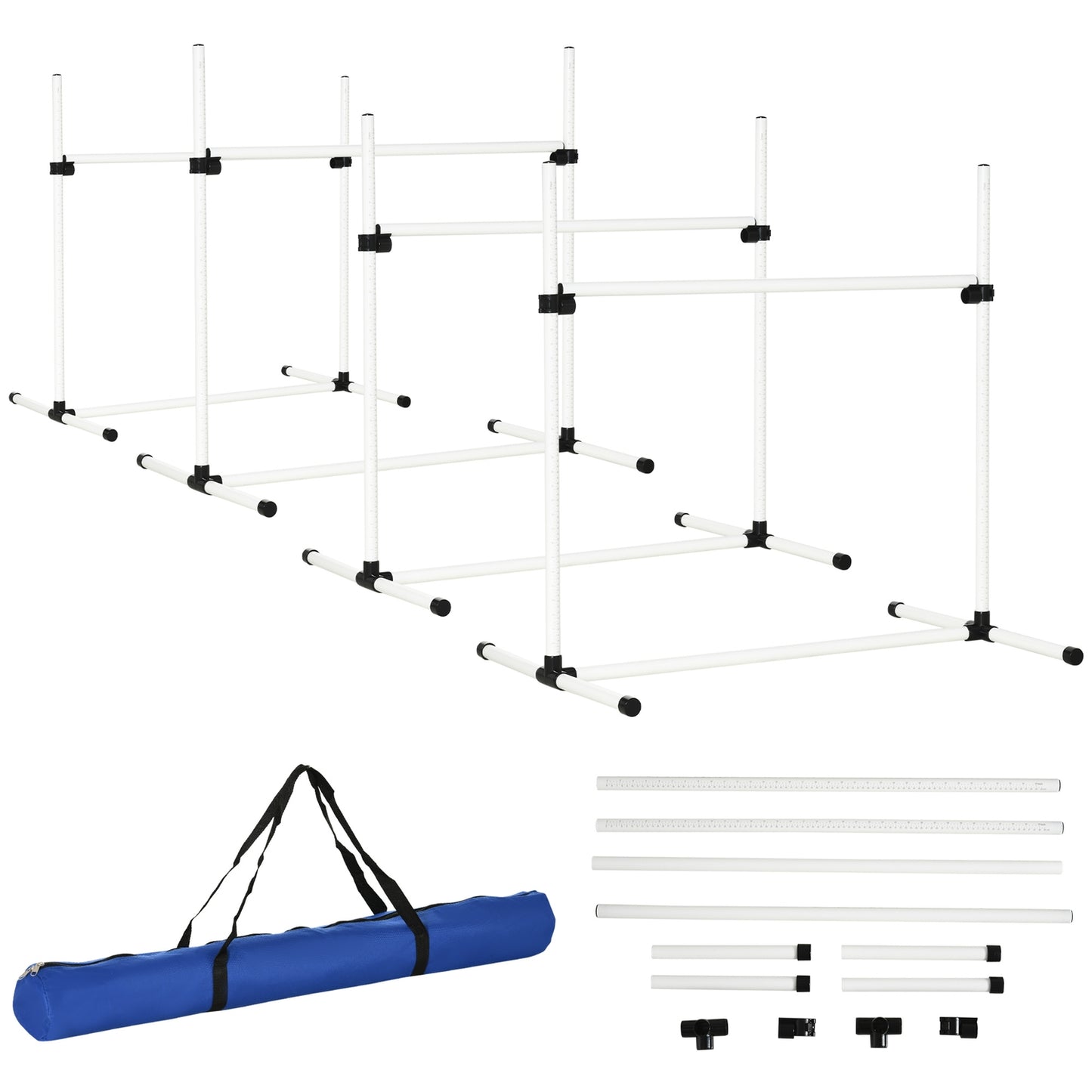 Dog Agility Training Set - 4 slalom hurdles, white