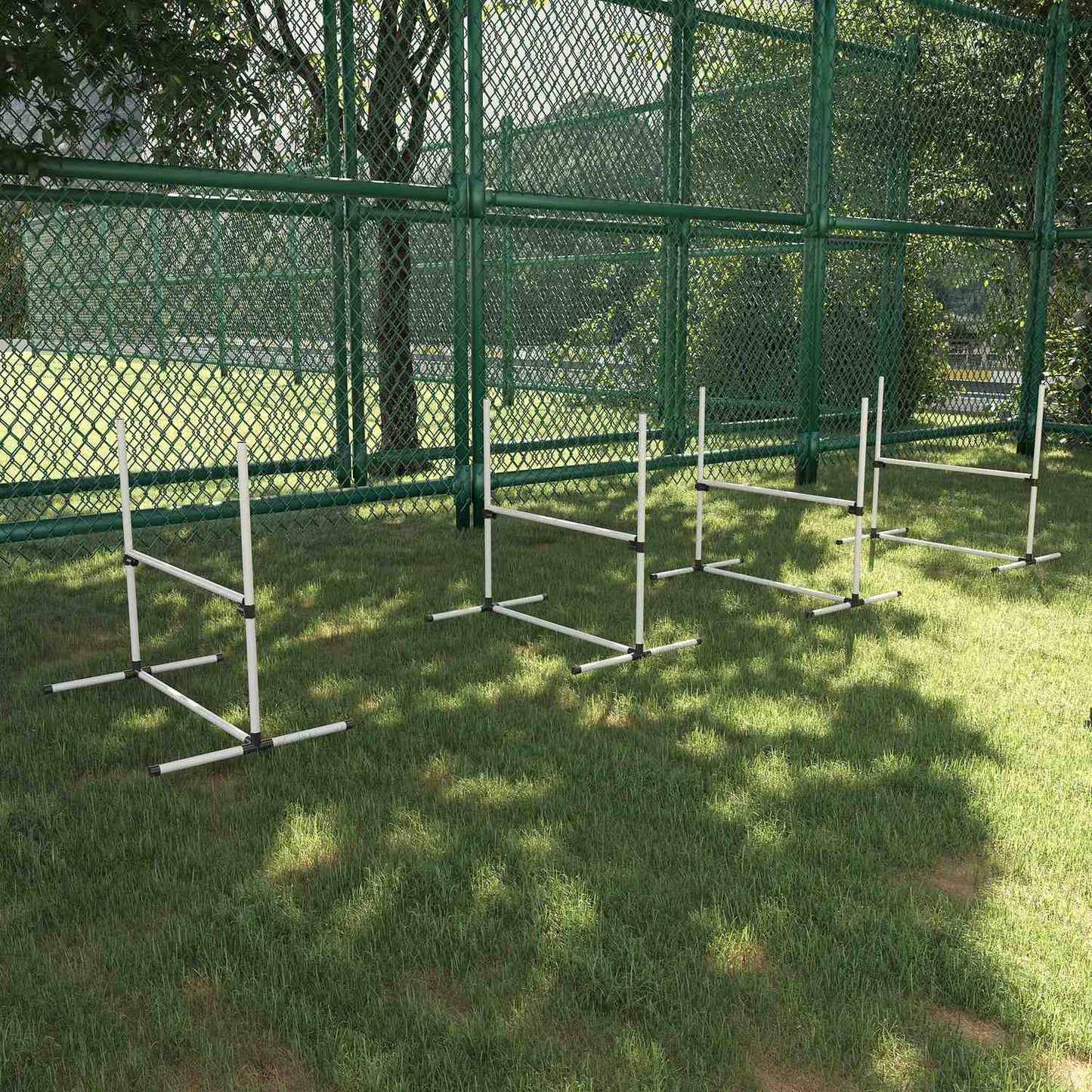 Dog Agility Training Set - 4 slalom hurdles, white