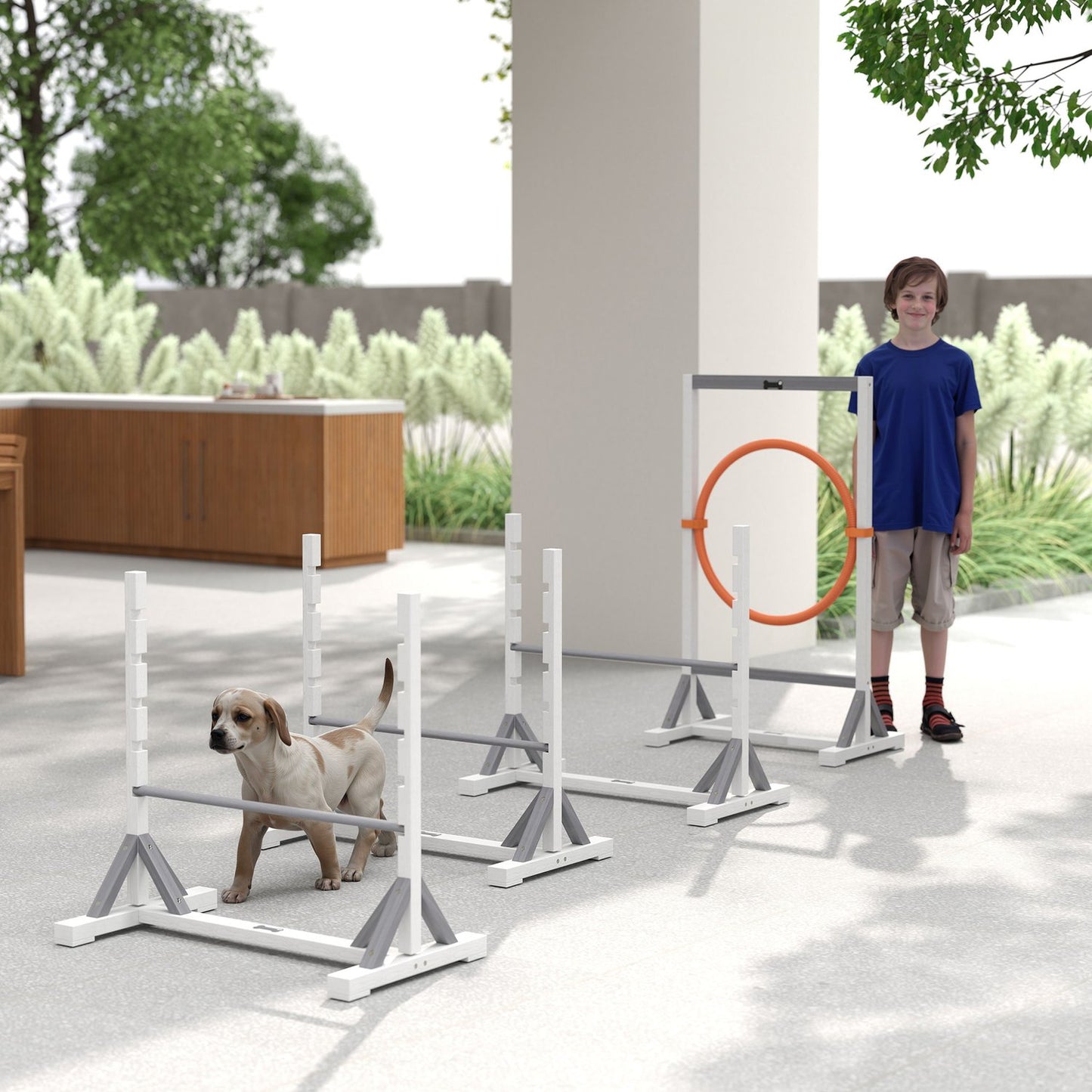 Dog Agility Set - 4-piece, height-adjustable fences