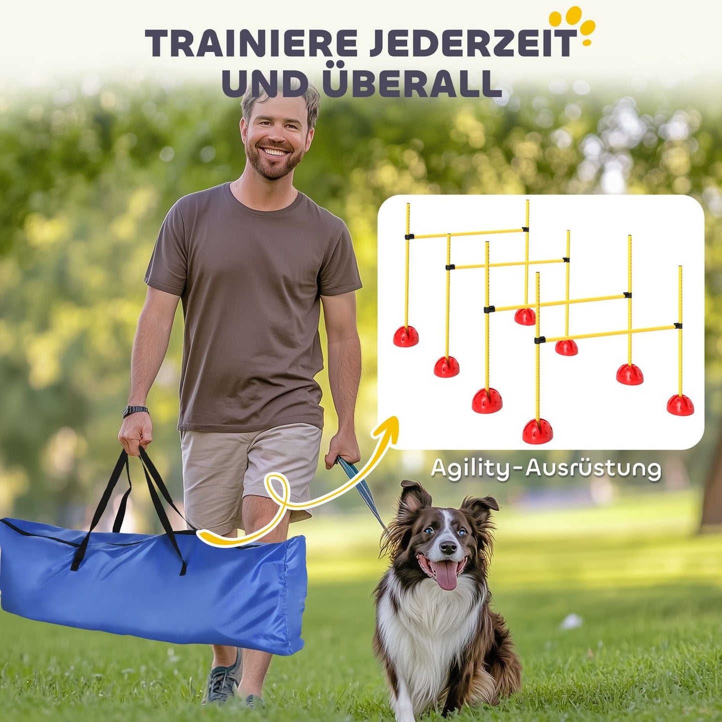 Dog Agility Equipment Set, 5-piece with adjustable obstacles