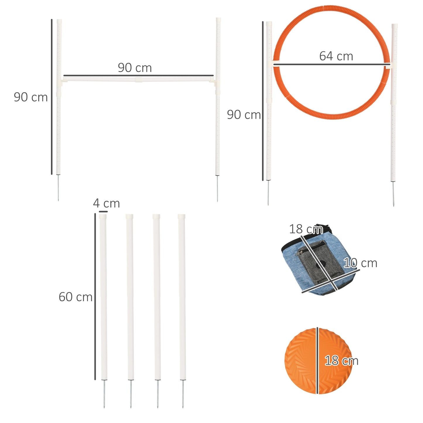 Dog Agility Training Set - 5 pieces, adjustable fences
