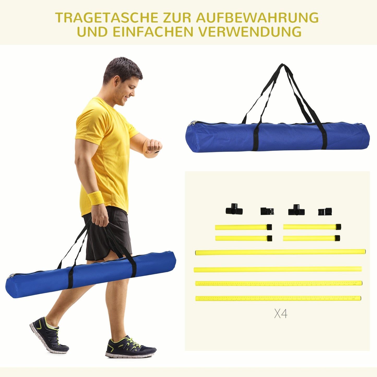 Dog training slalom set - 4 yellow plastic fences