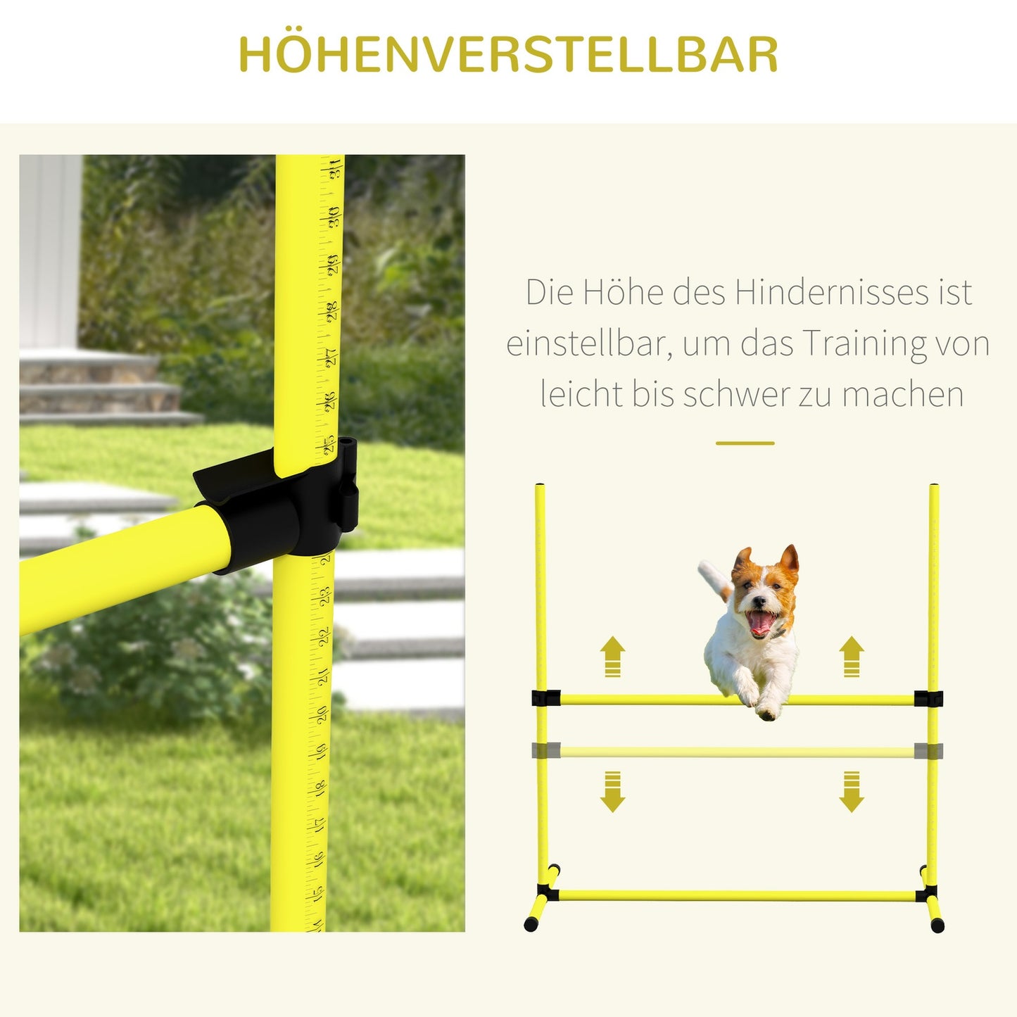 Dog training slalom set - 4 yellow plastic fences