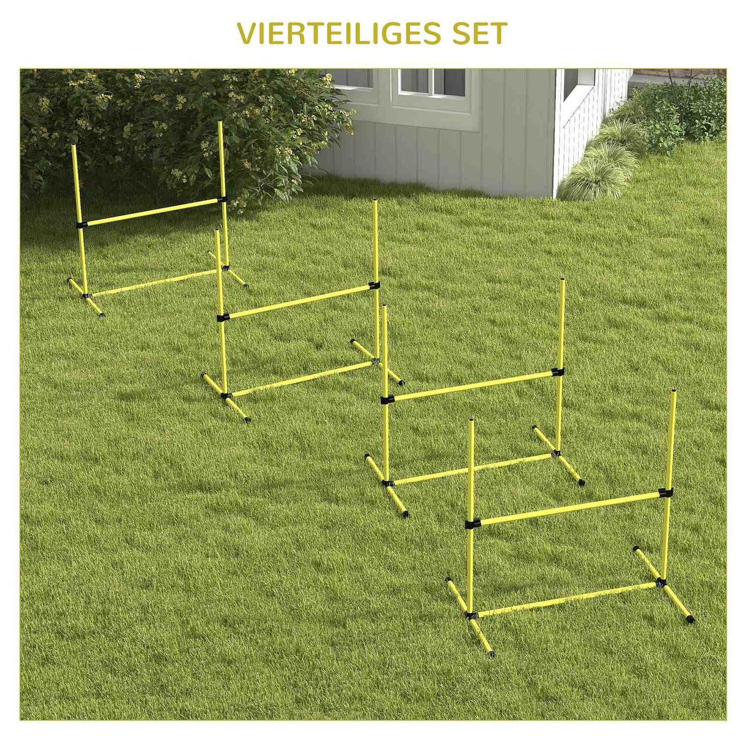 Dog training slalom set - 4 yellow plastic fences