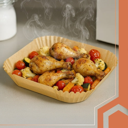 Air Fryer Paper Inserts, 100 Pcs, 16x16 cm, Silicone Coated
