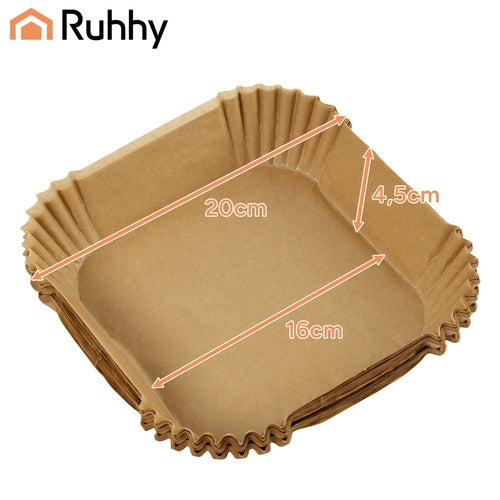 Air Fryer Paper Inserts, 100 Pcs, 16x16 cm, Silicone Coated