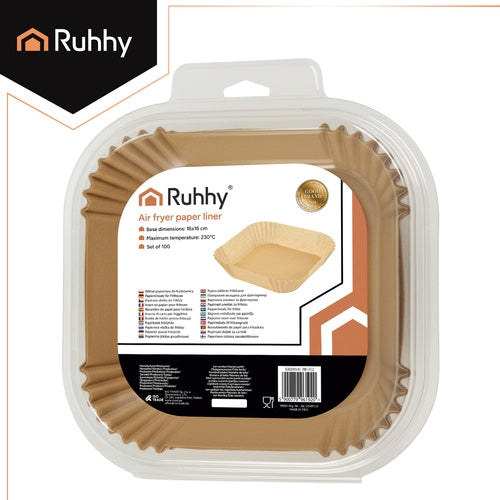 Air Fryer Paper Inserts, 100 Pcs, 16x16 cm, Silicone Coated