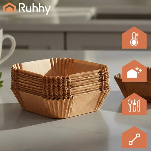 Air Fryer Paper Inserts, 100 Pcs, 16x16 cm, Silicone Coated