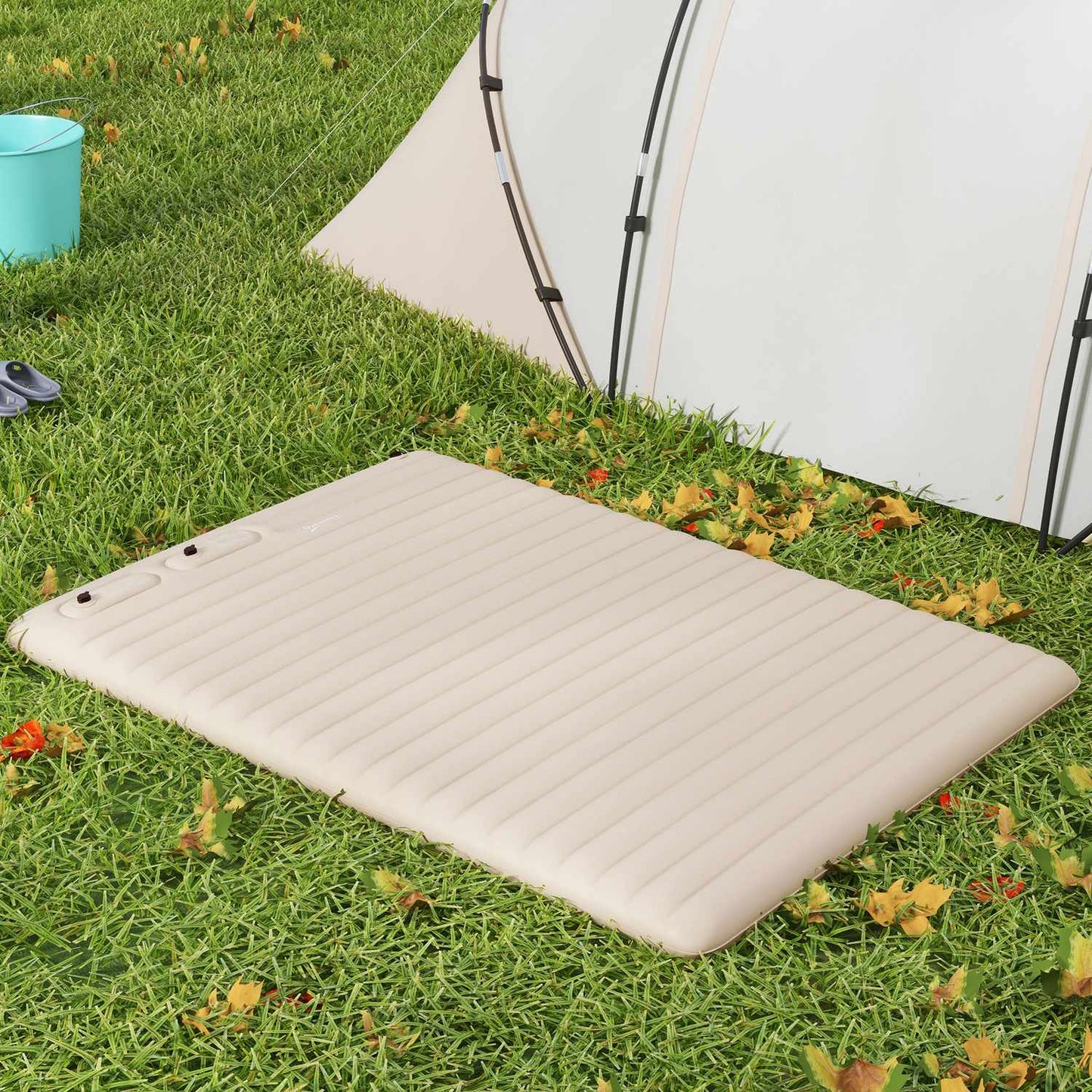 Folding Camping Air Mattress - Double Size, Foot Pump
