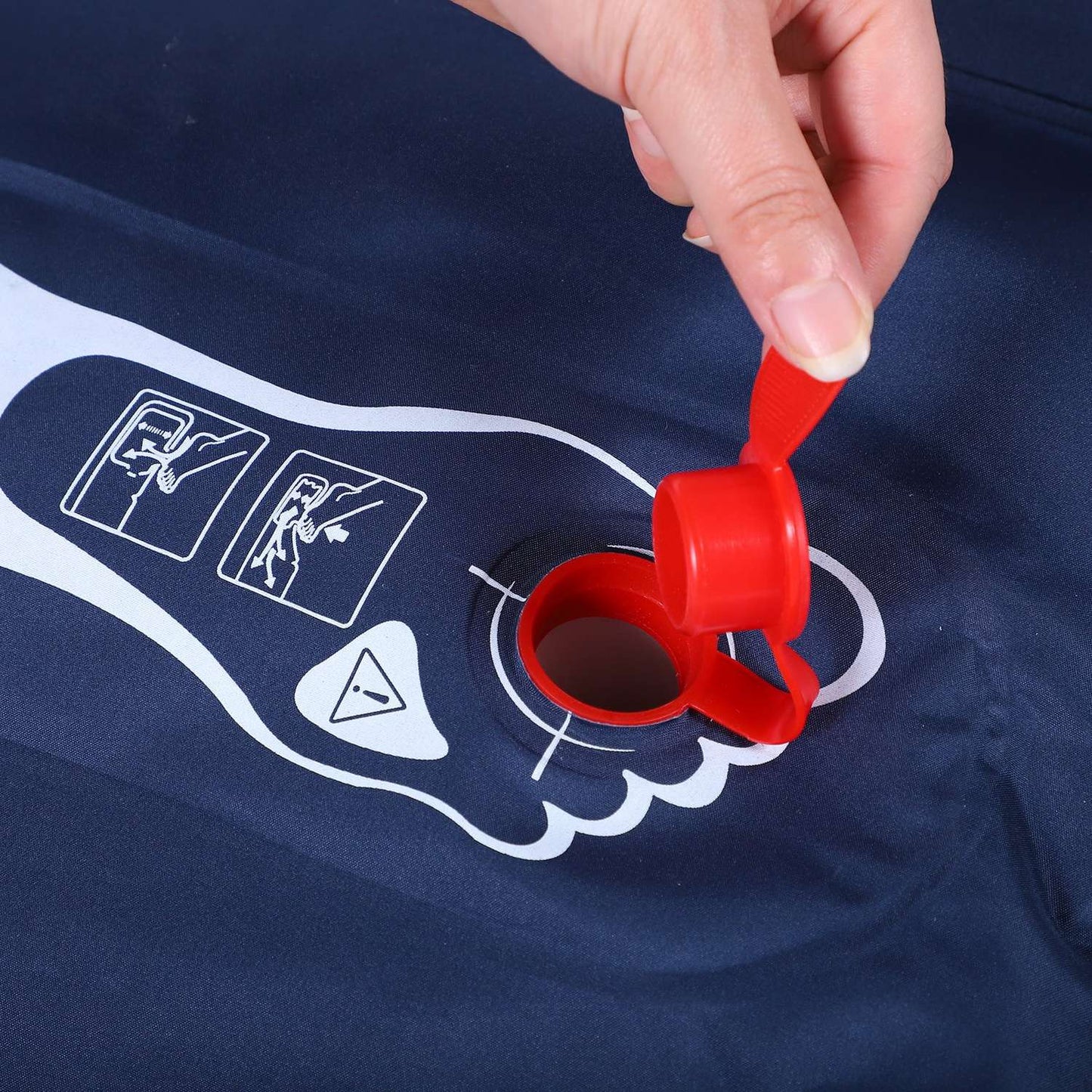 Inflatable camping mattress - Navy blue, PVC, 195x138x10 cm