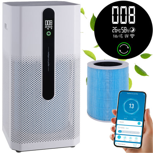 Air Purifier with HEPA H12, Ionization, WiFi Control