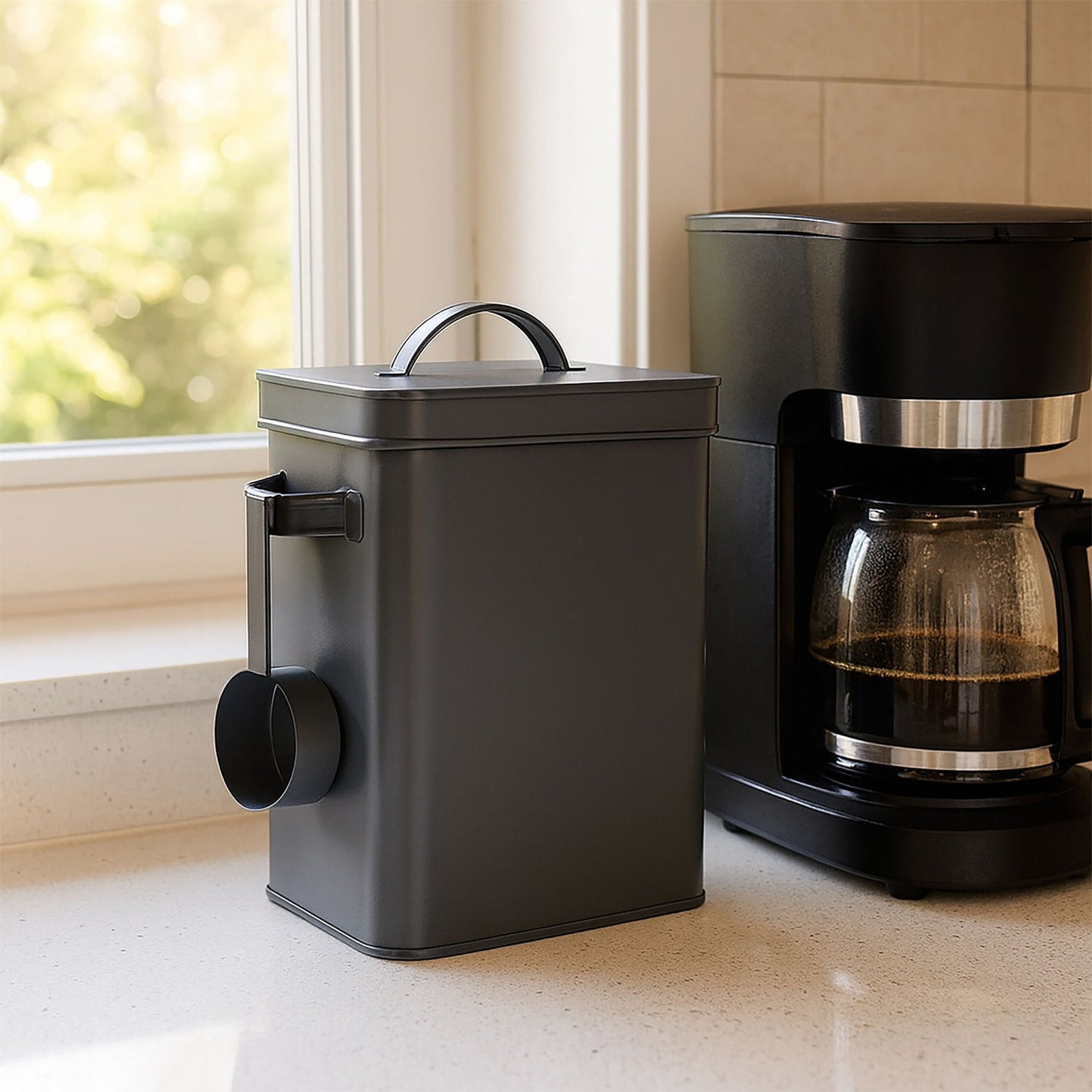 Airtight Metal Storage Tin with Scoop