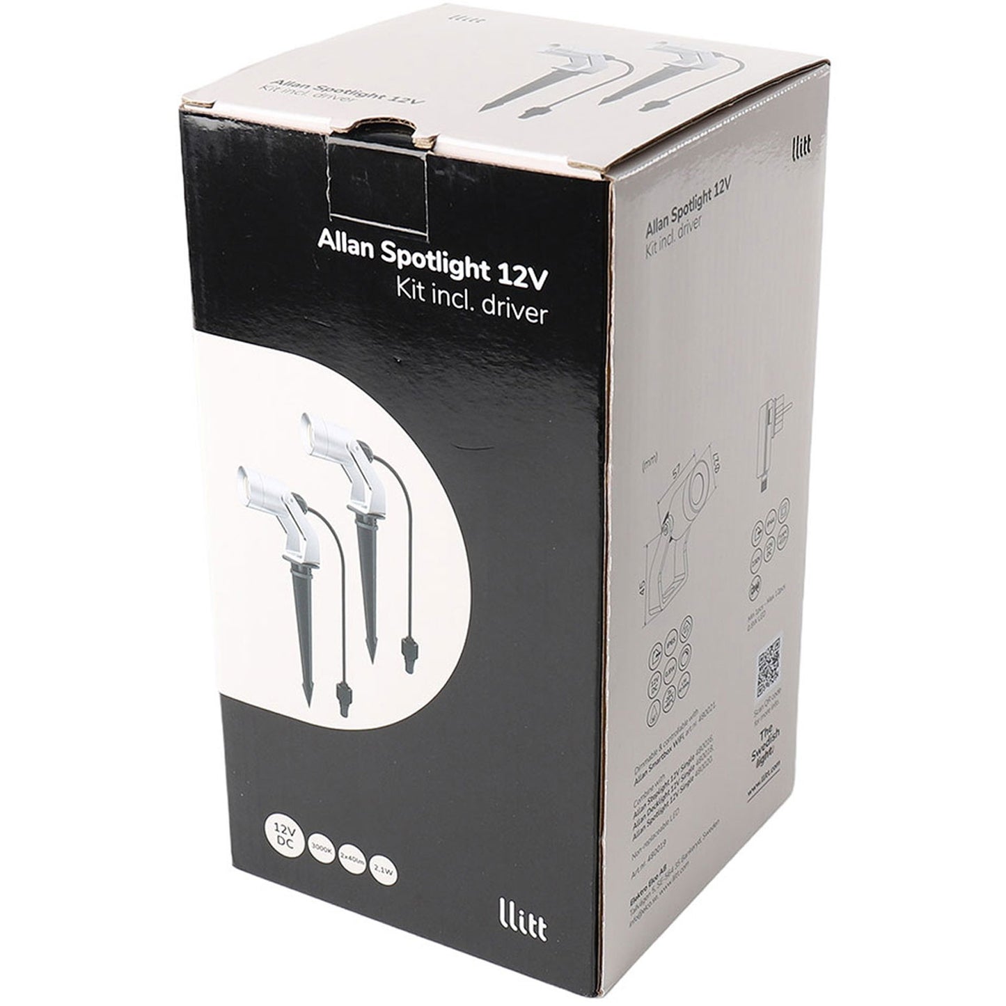 Allan Spotlight kit 2-pack incl power adapter 12V 3000K 10lm IP67