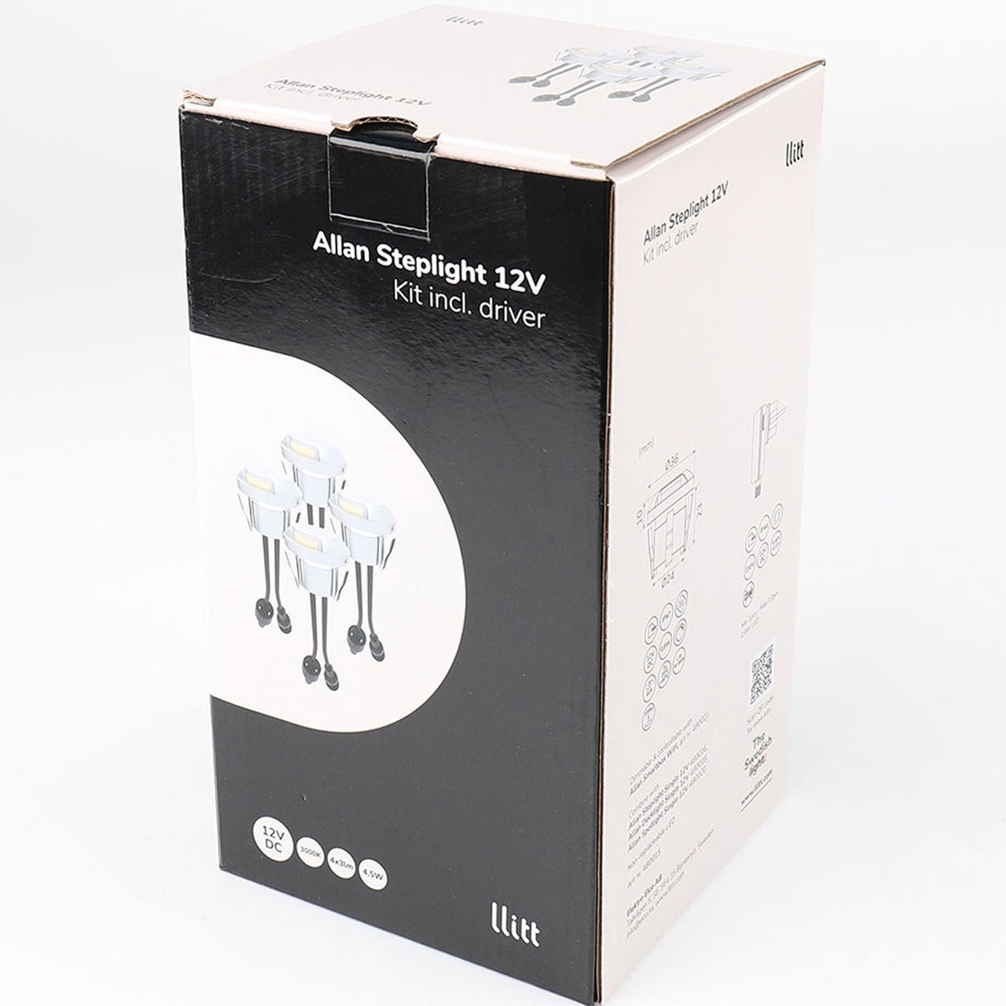 Allan Steplight kit 4-pack incl power adapter 12V 3000K 5lm IP67