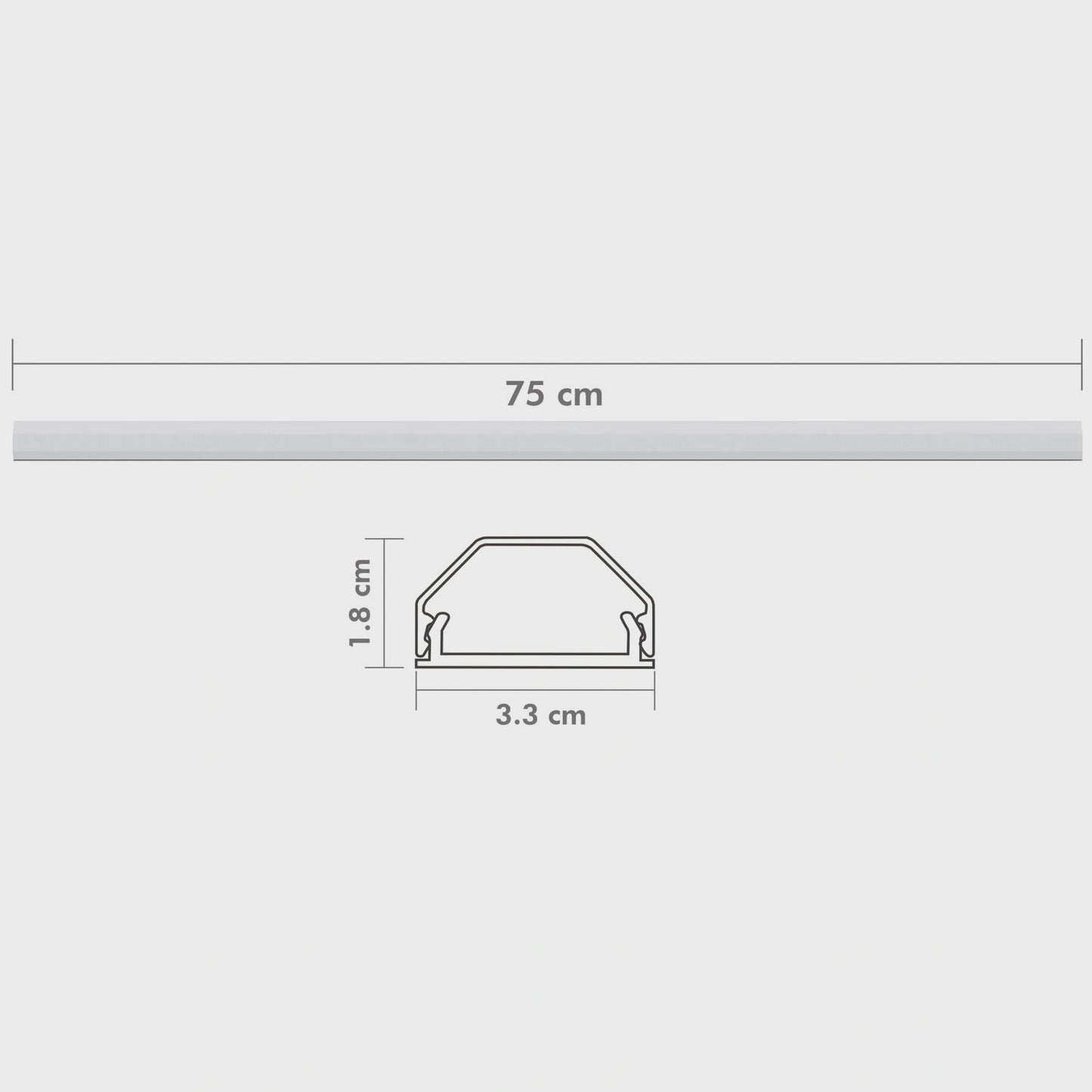 Aluminum Cable Channel, 75cm, Wall Mount, White