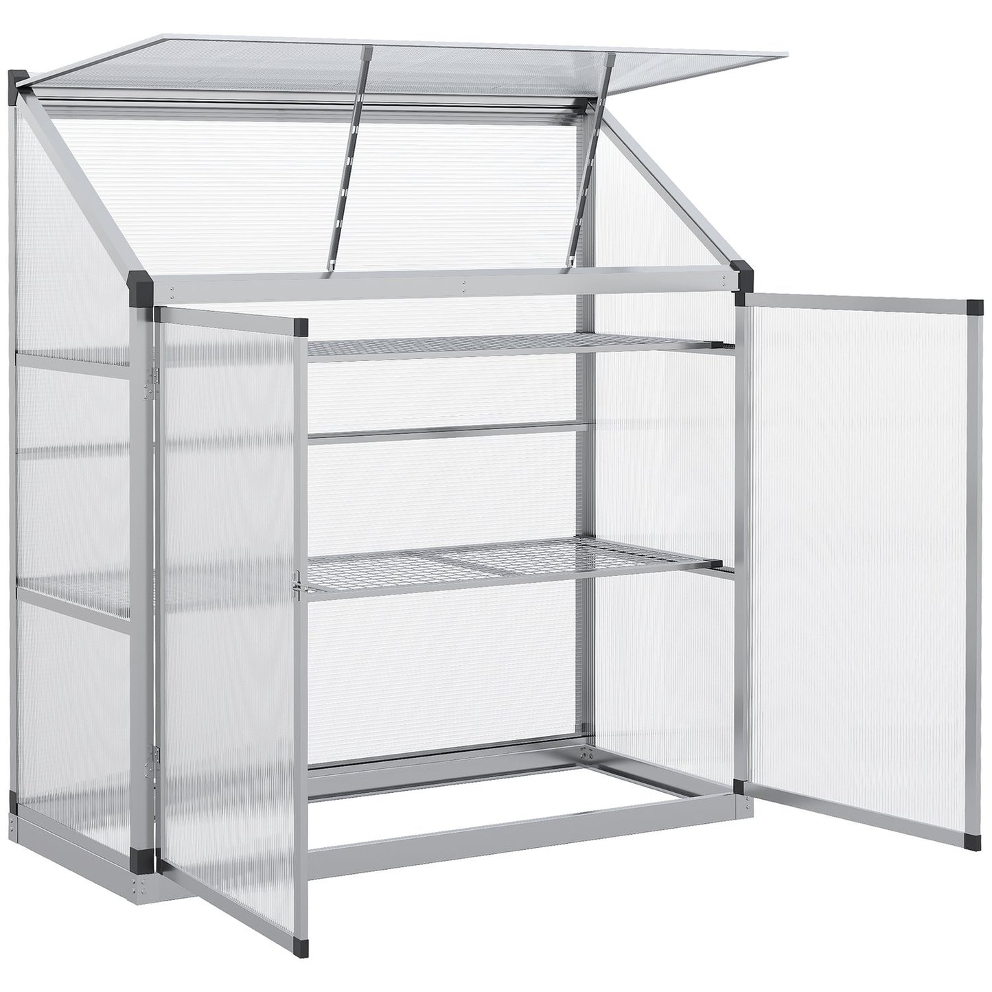 Aluminum greenhouse with foundation, 3 levels, 131x58x139.5 cm