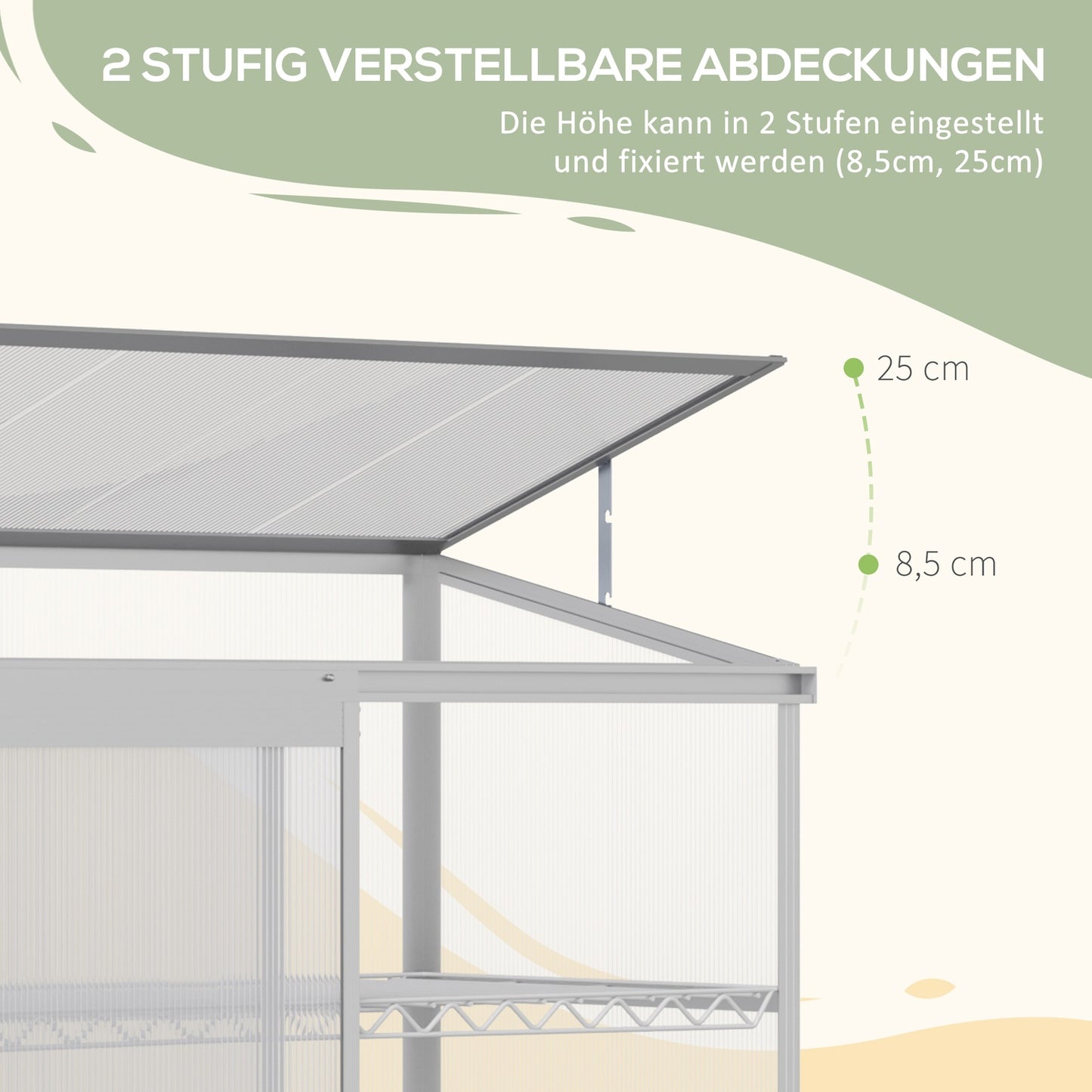 Aluminum greenhouse with foundation, 3 levels, 131x58x139.5 cm