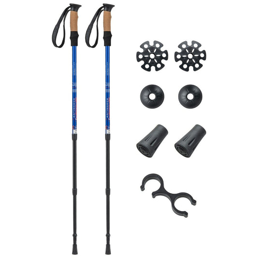 Aluminum Nordic Walking Poles Telescopic Hiking Poles Trekking Poles 1 Pair Set Adjustable 65-135cm Silver
