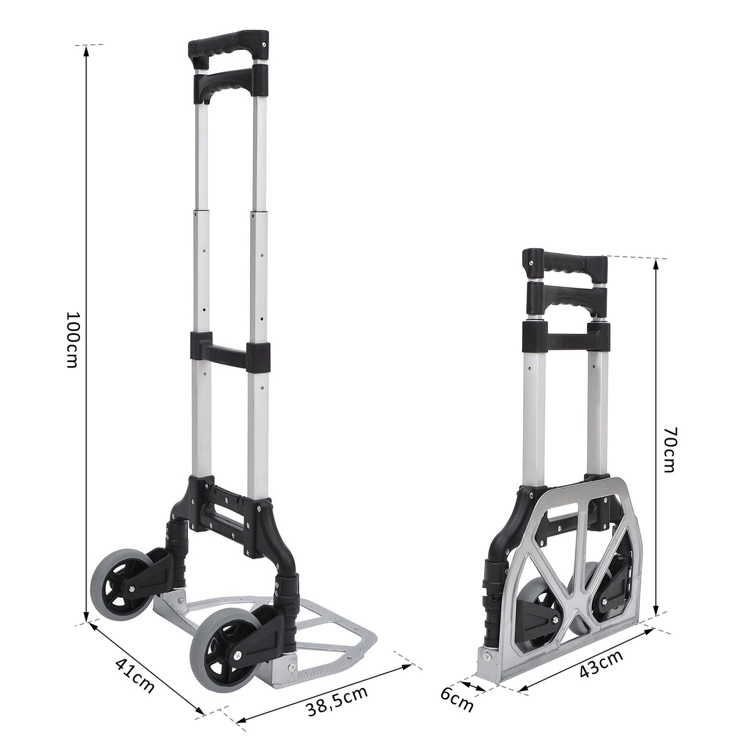 Foldable aluminum pick-up truck, 70 kg load capacity